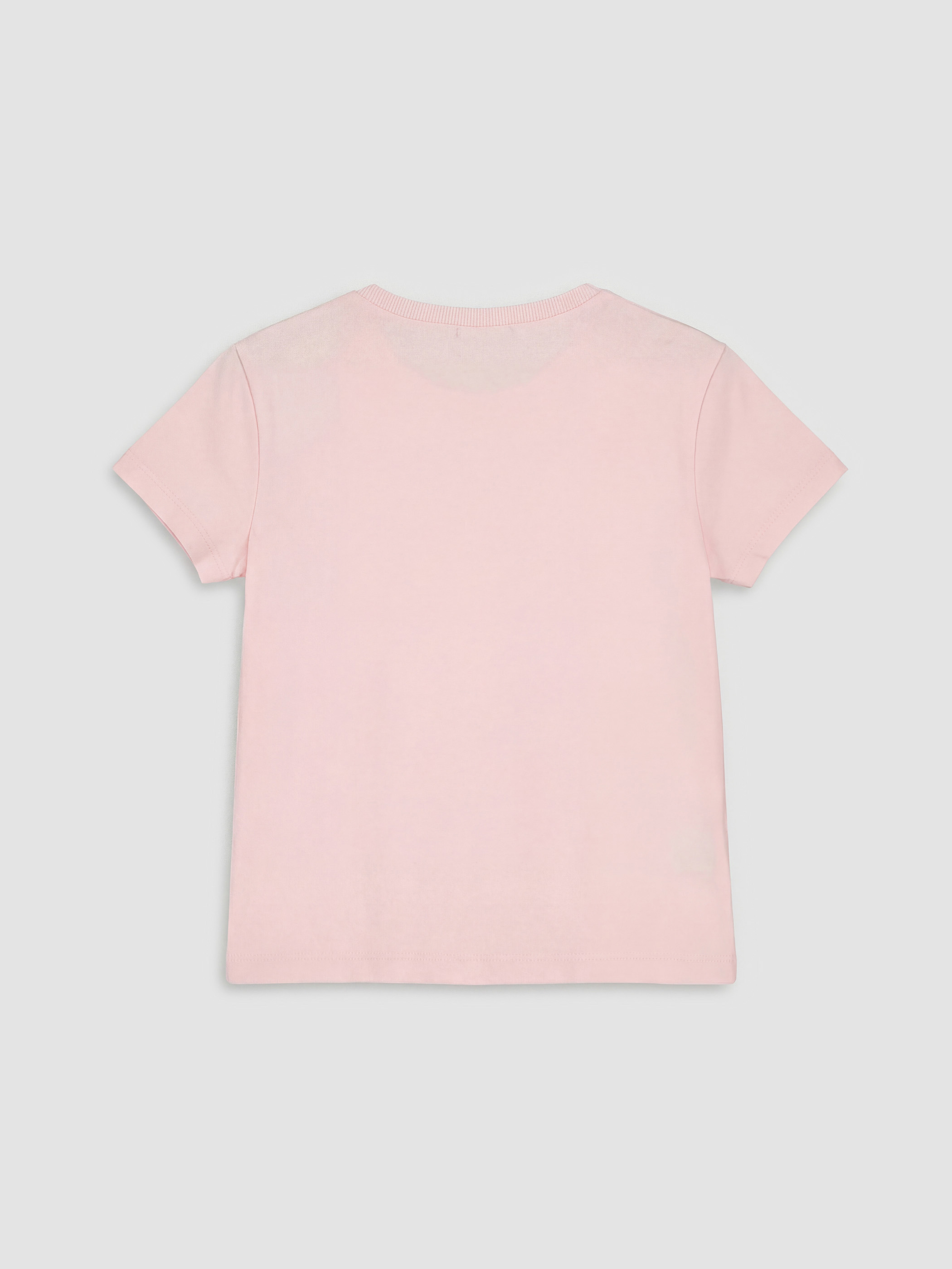 Pembe Baskılı Kız Çocuk Tişört-1