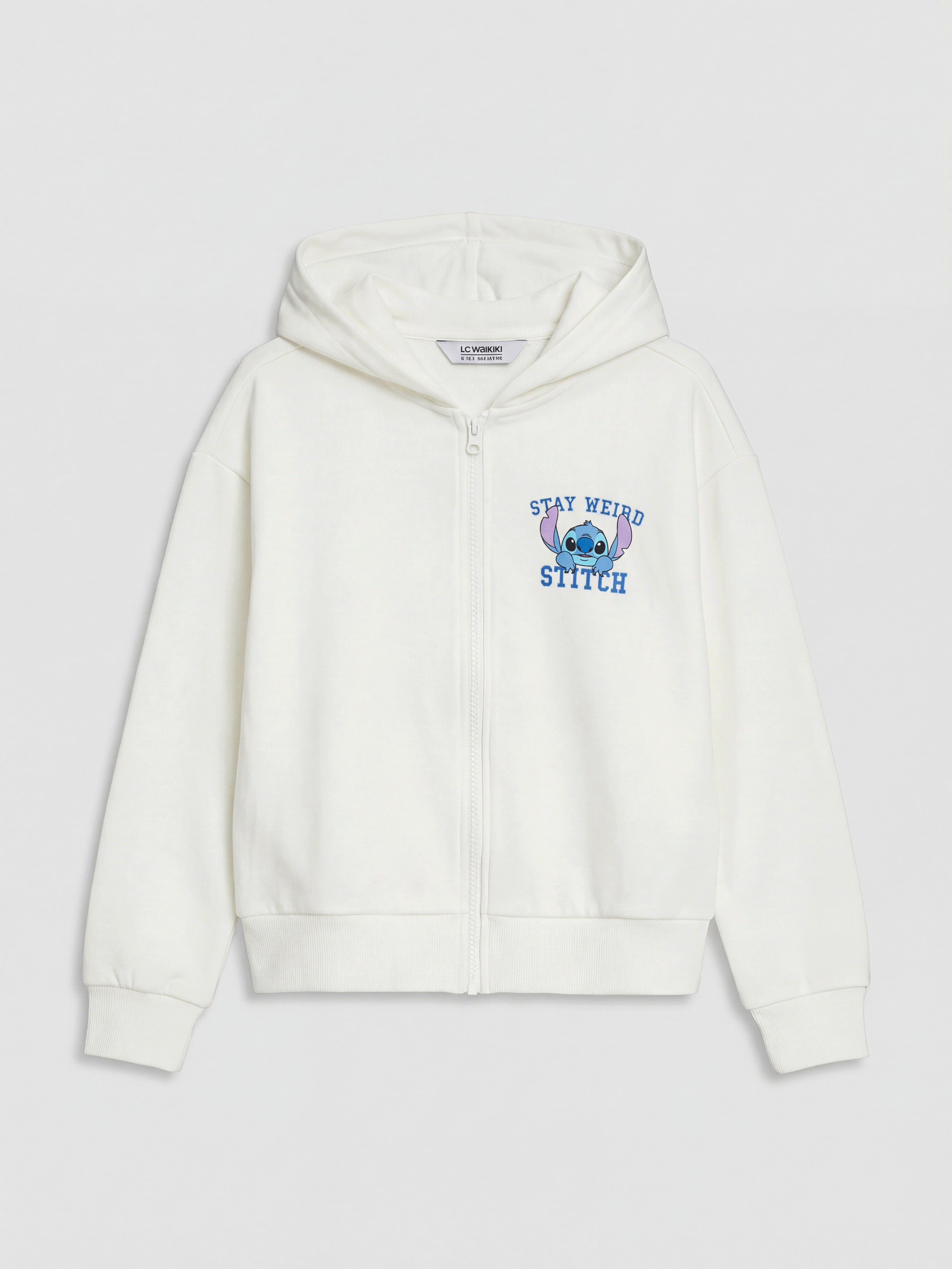 LCW Kids Stitch Baskılı Kız Çocuk Soft Touch Fermuarlı Sweatshirt - S6E653Z4-R9J