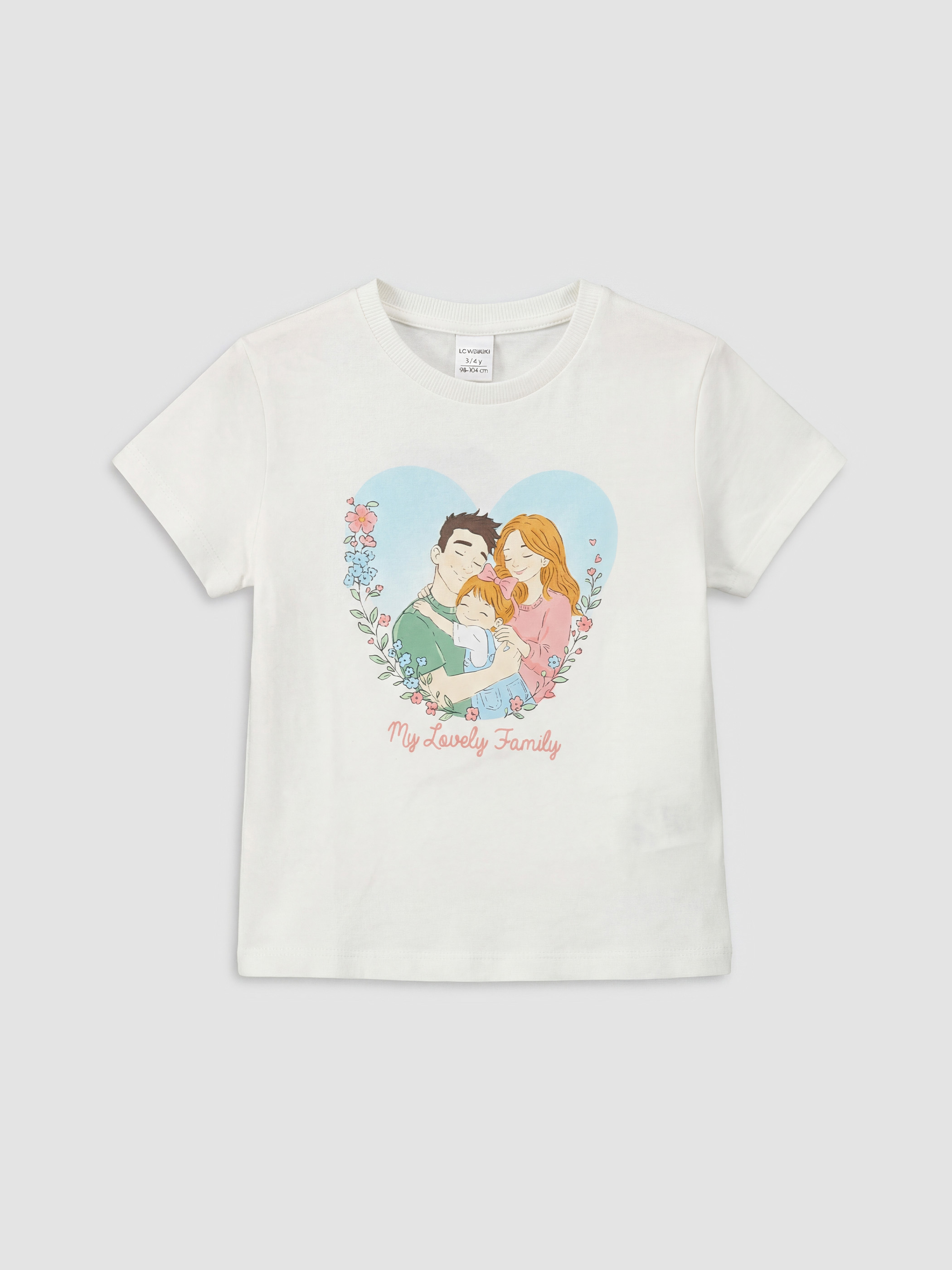 LCW Kids Bisiklet Yaka Baskılı Kız Çocuk Tişört