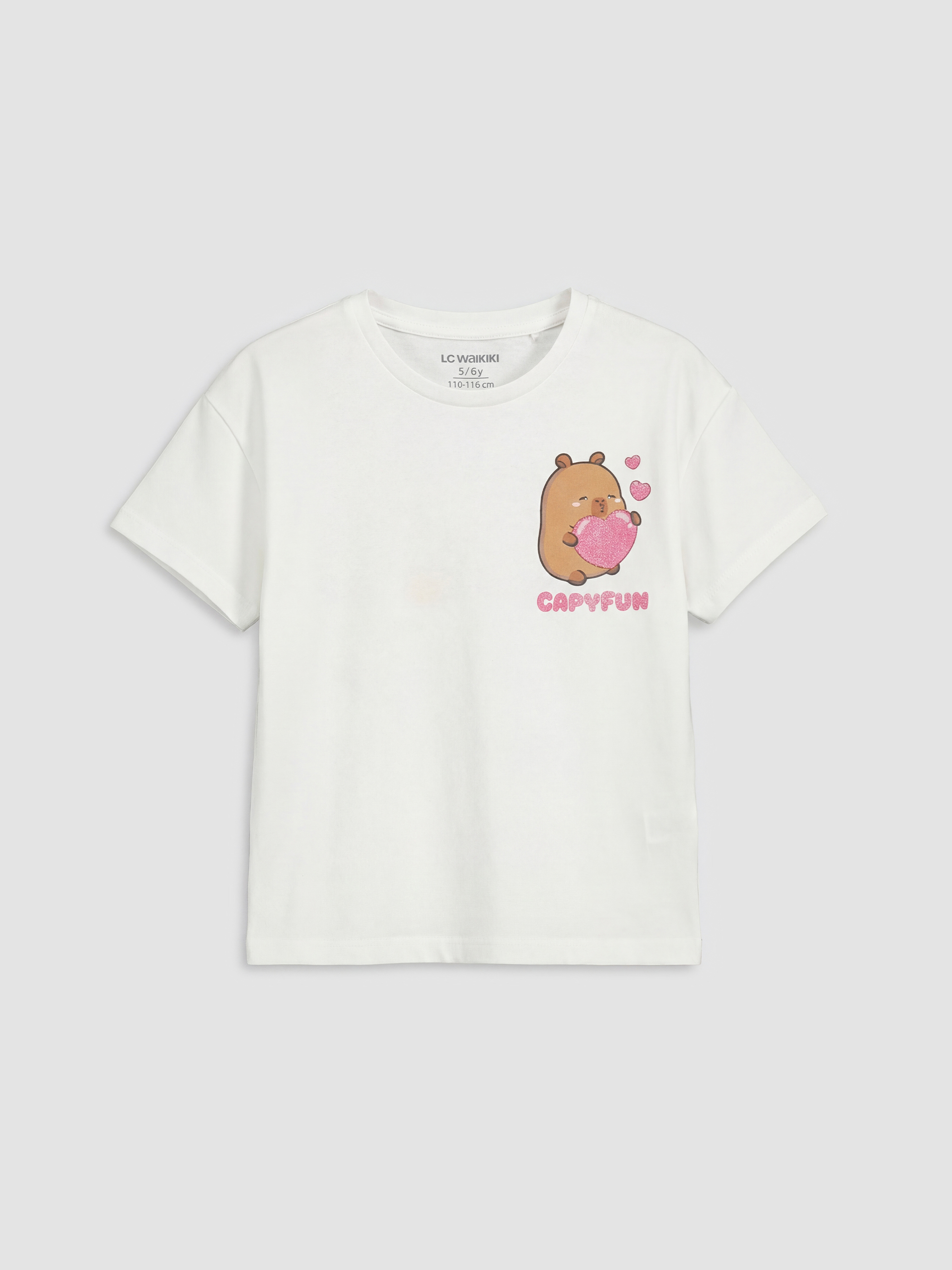 LCW Kids Capyfun Baskılı Kız Çocuk Tişört