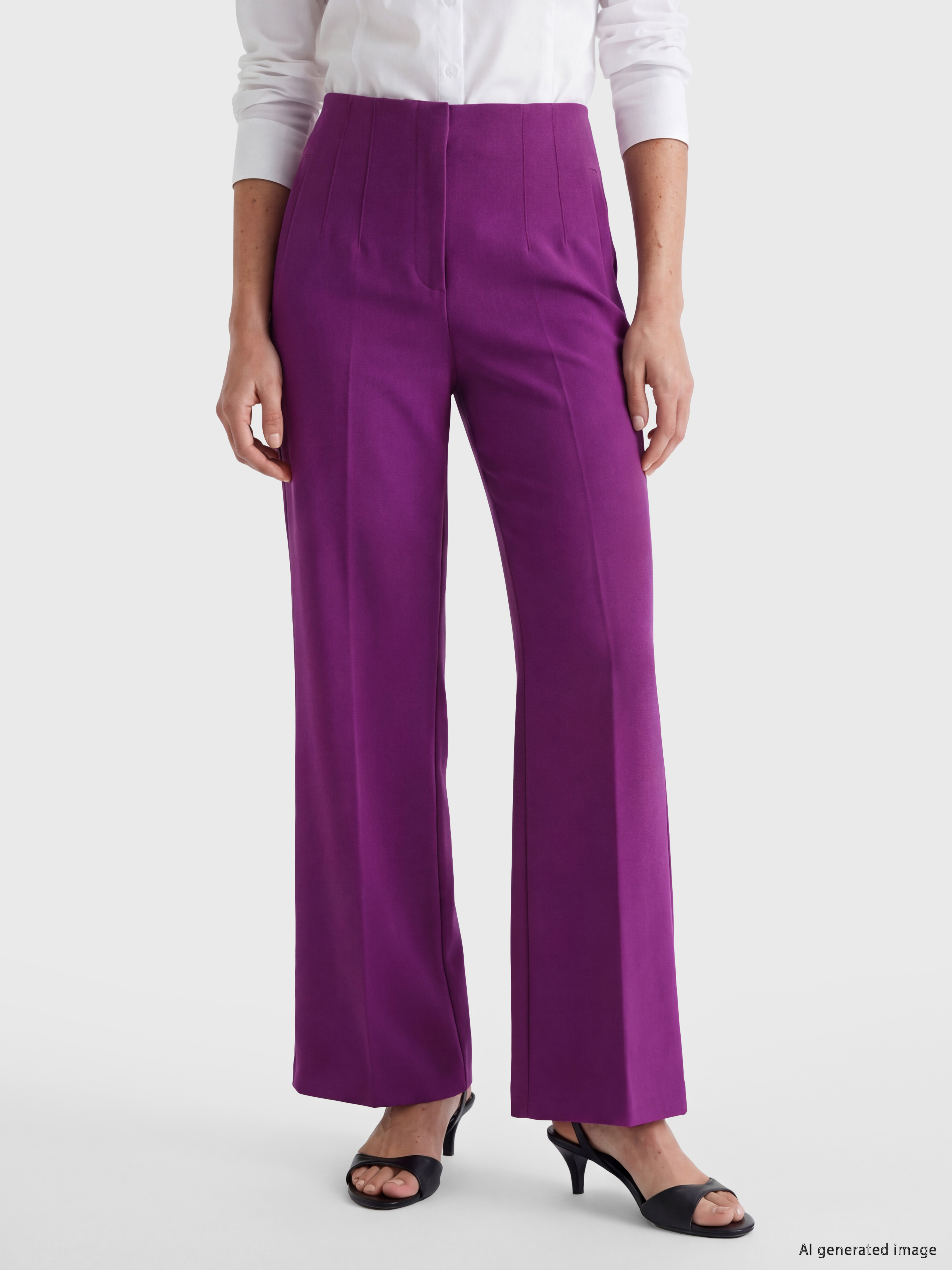 High Waisted Slim Fit Women's Trousers-1