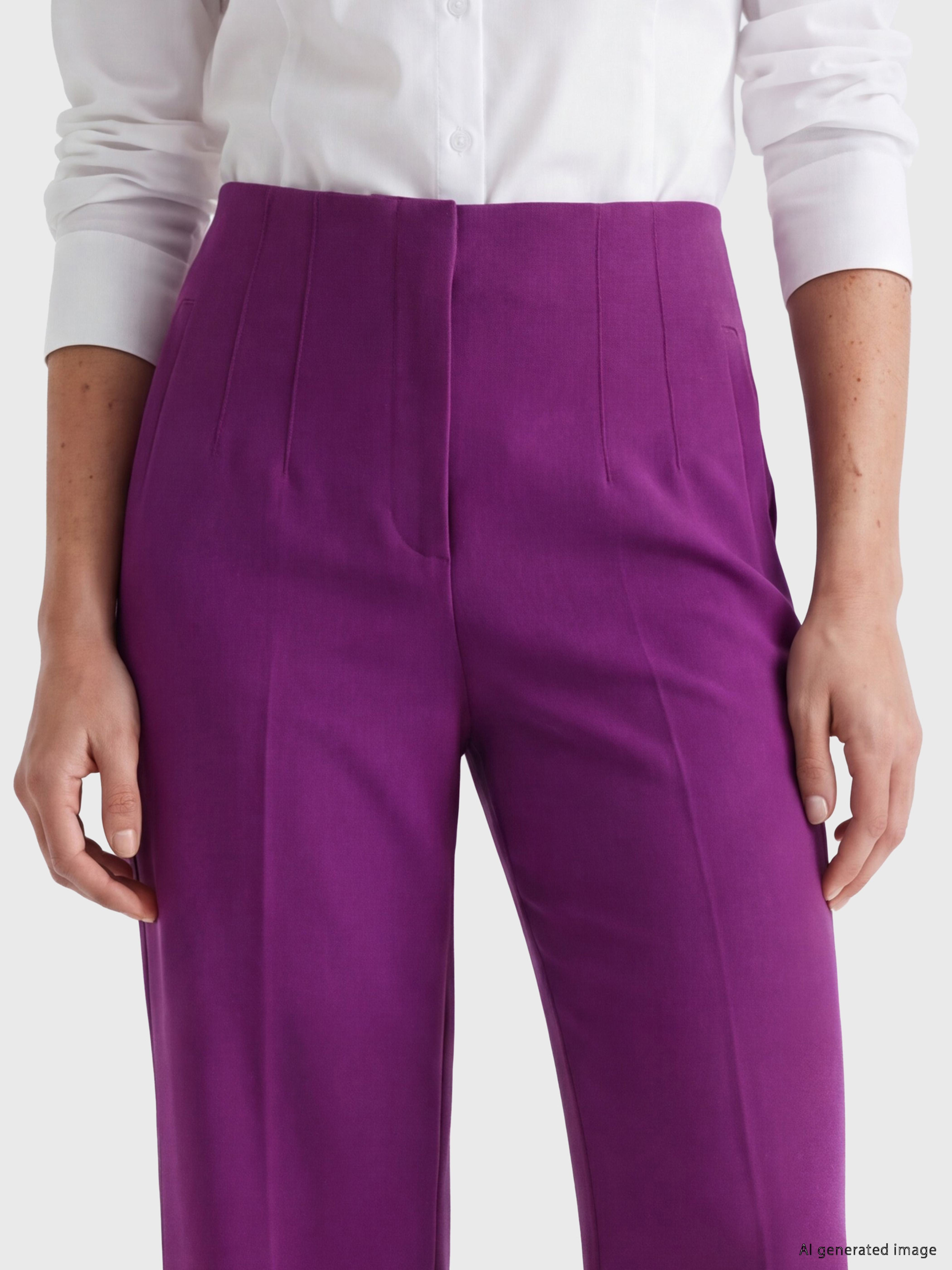 High Waisted Slim Fit Women's Trousers-2