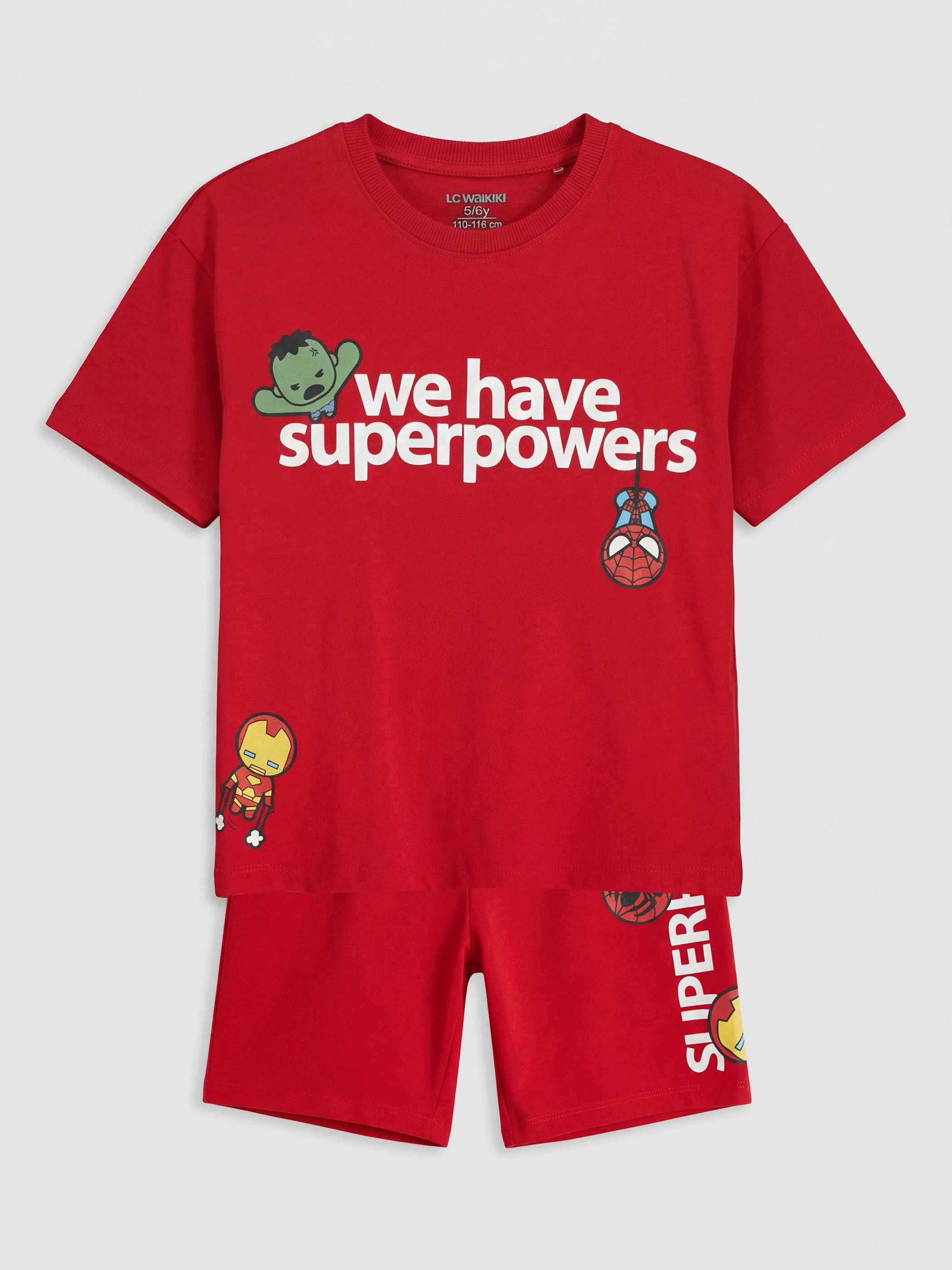 LCW Kids Avengers Baskılı Erkek Çocuk Şortlu Takım