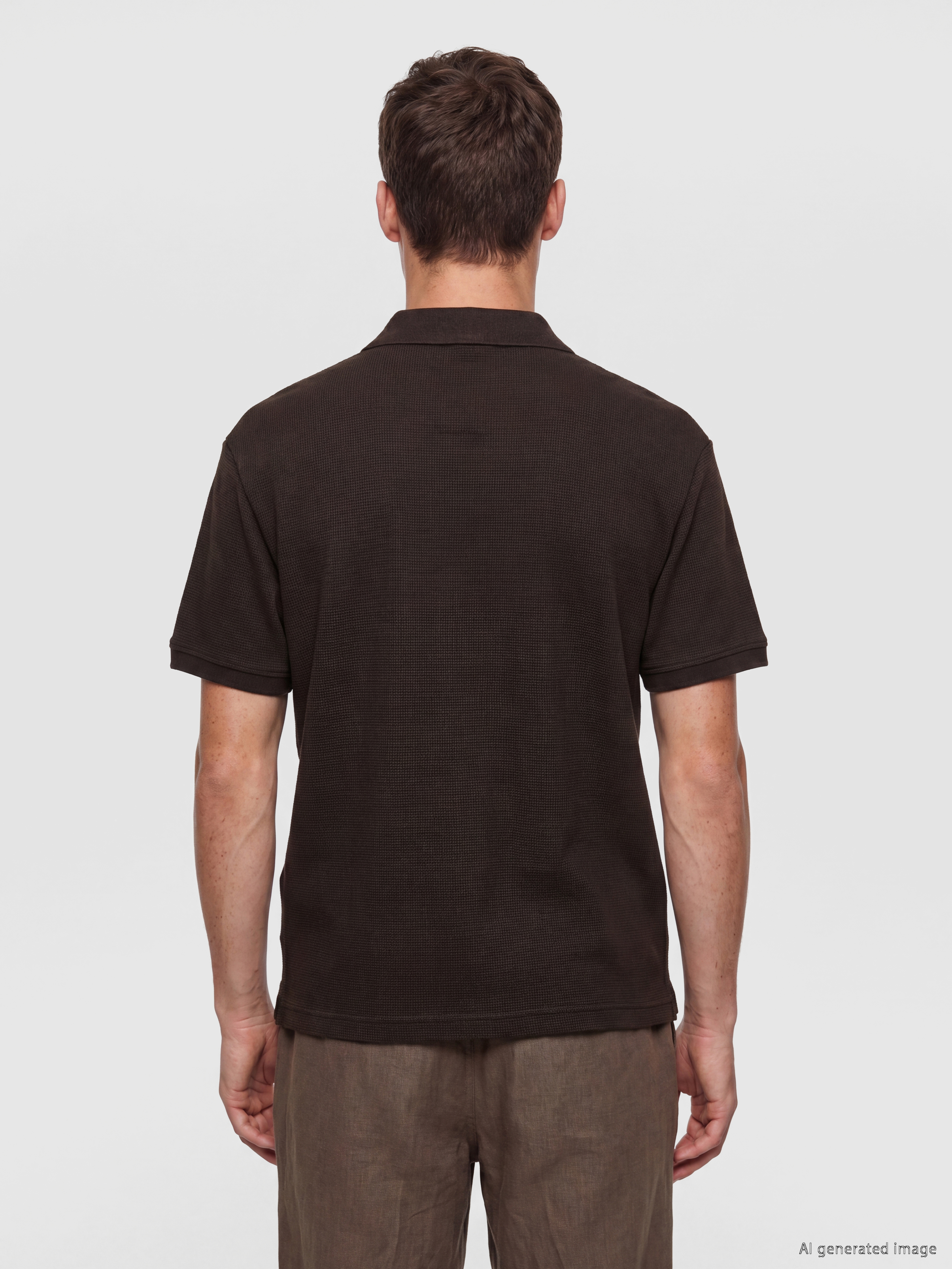 Kahverengi Polo Yaka Erkek Tişört-3