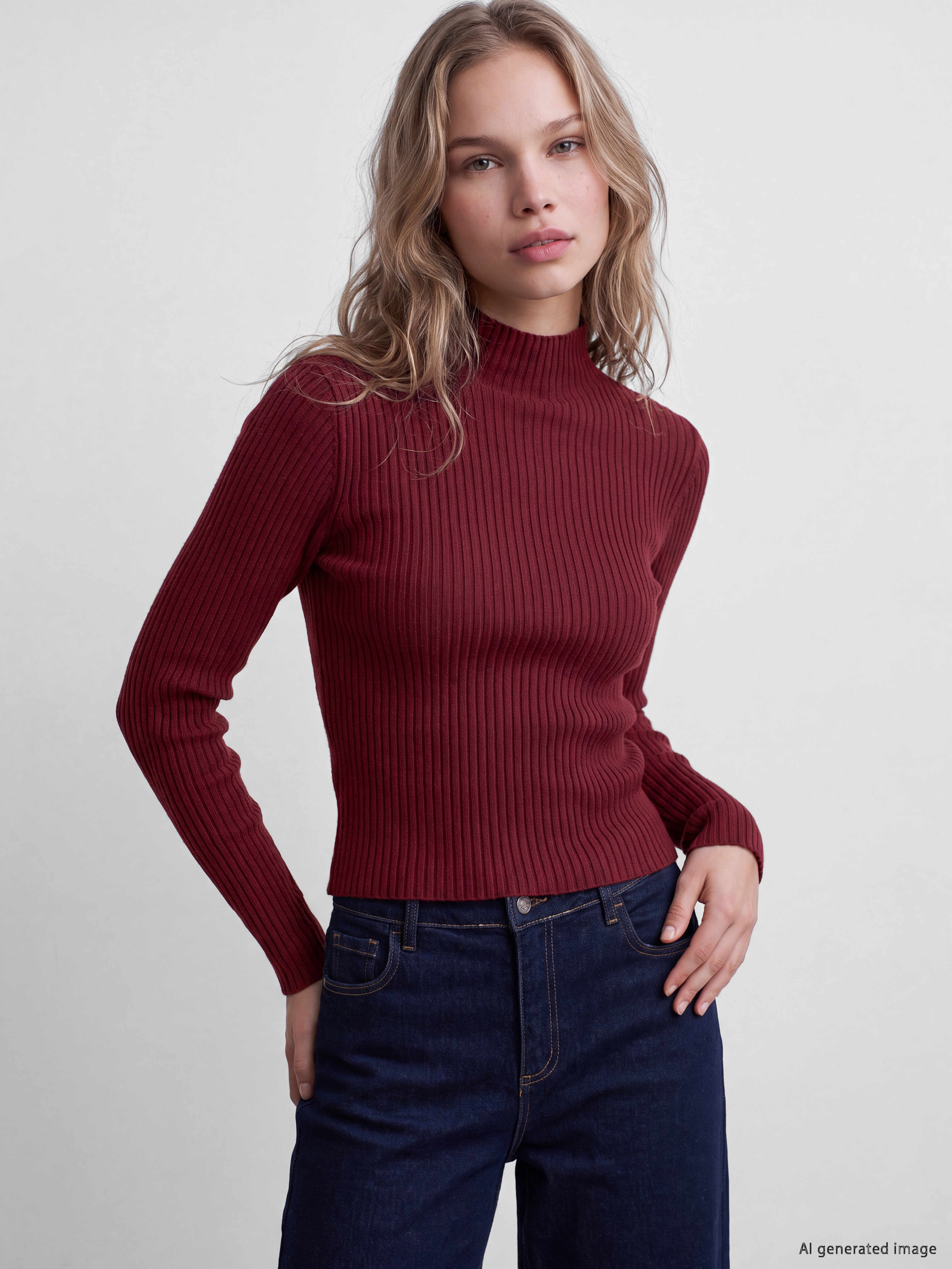 Mock Turtleneck Women's Knitwear Sweater