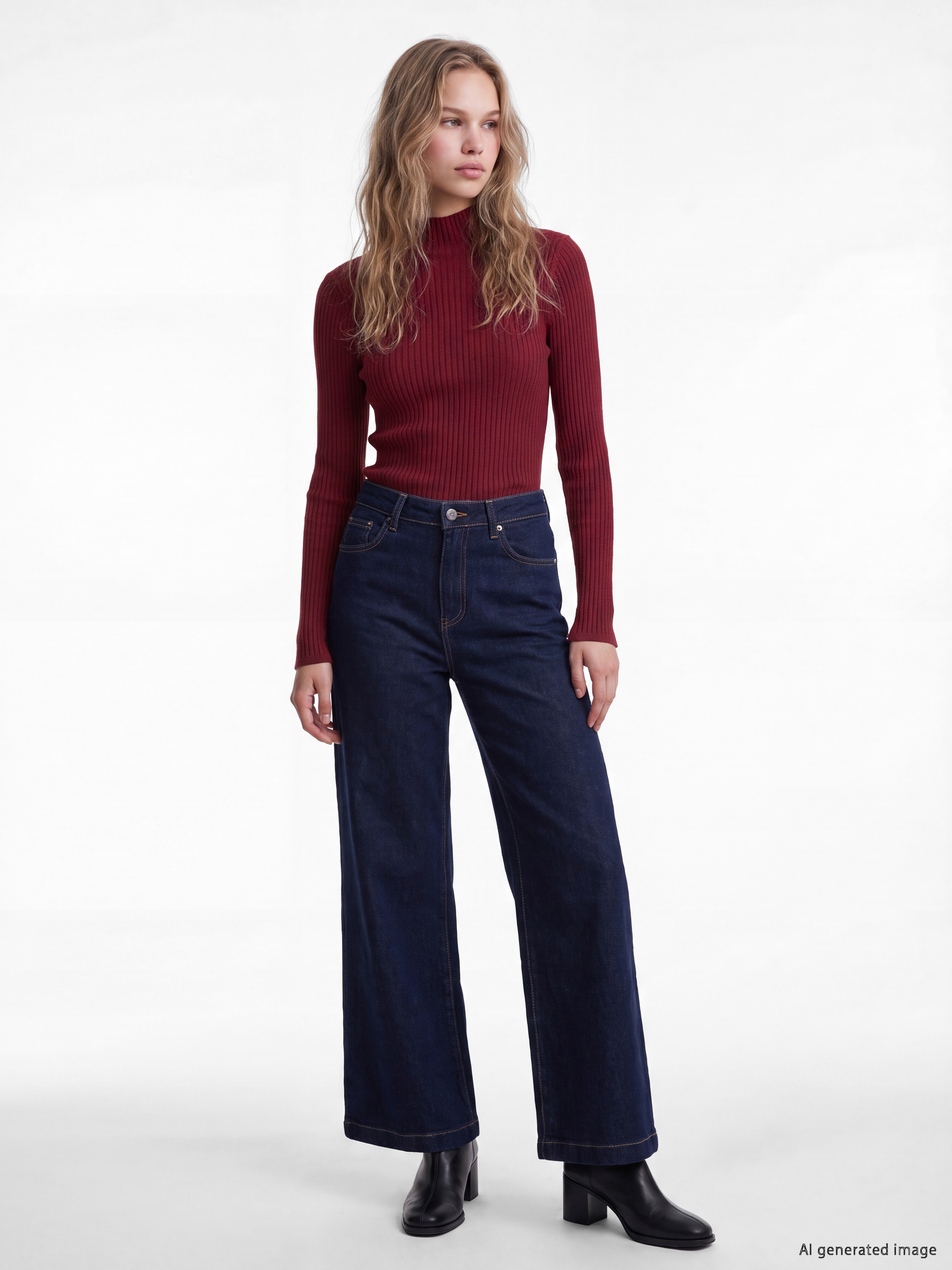 Mock Turtleneck Women's Knitwear Sweater-1