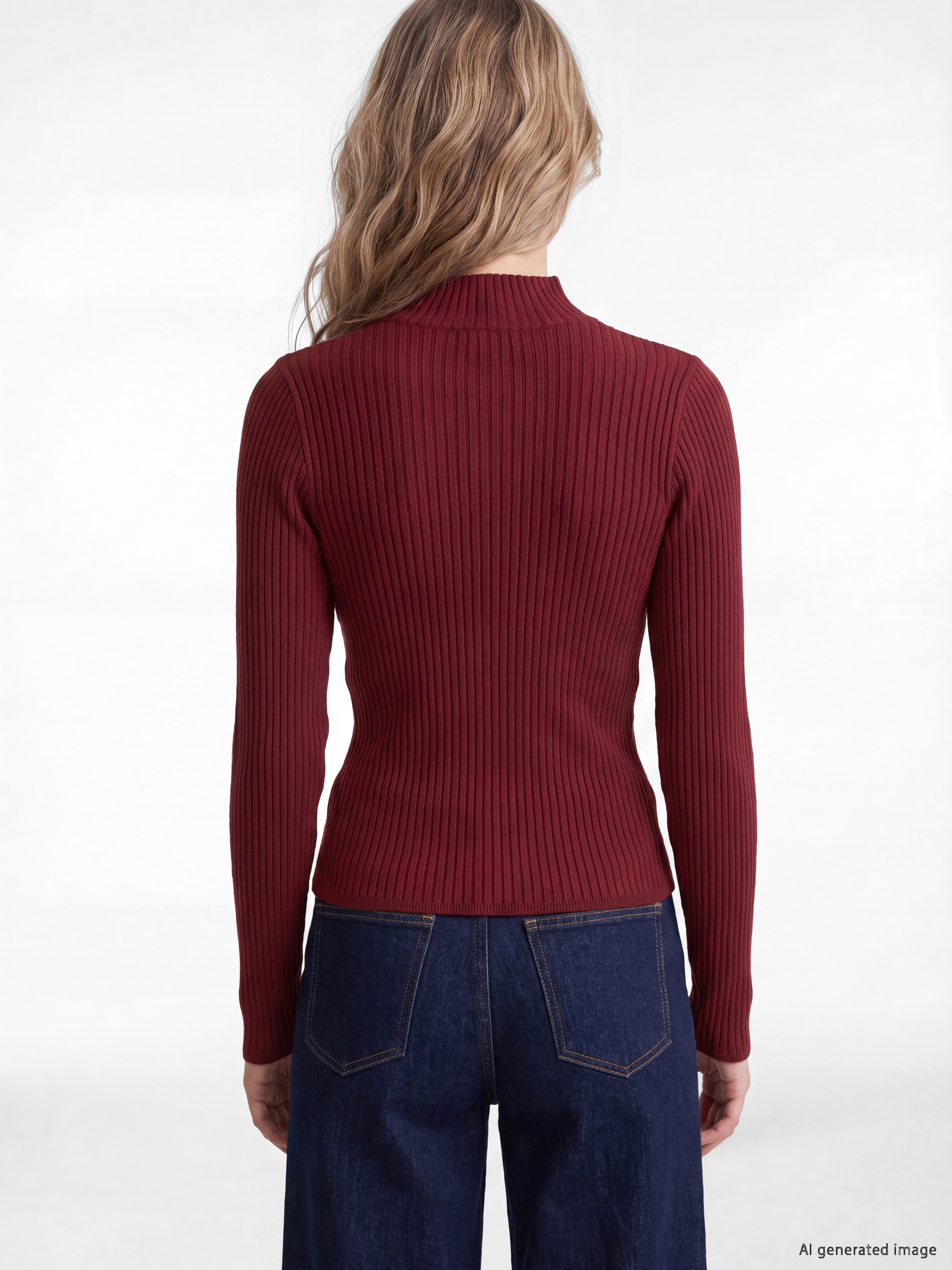 Mock Turtleneck Women's Knitwear Sweater-3