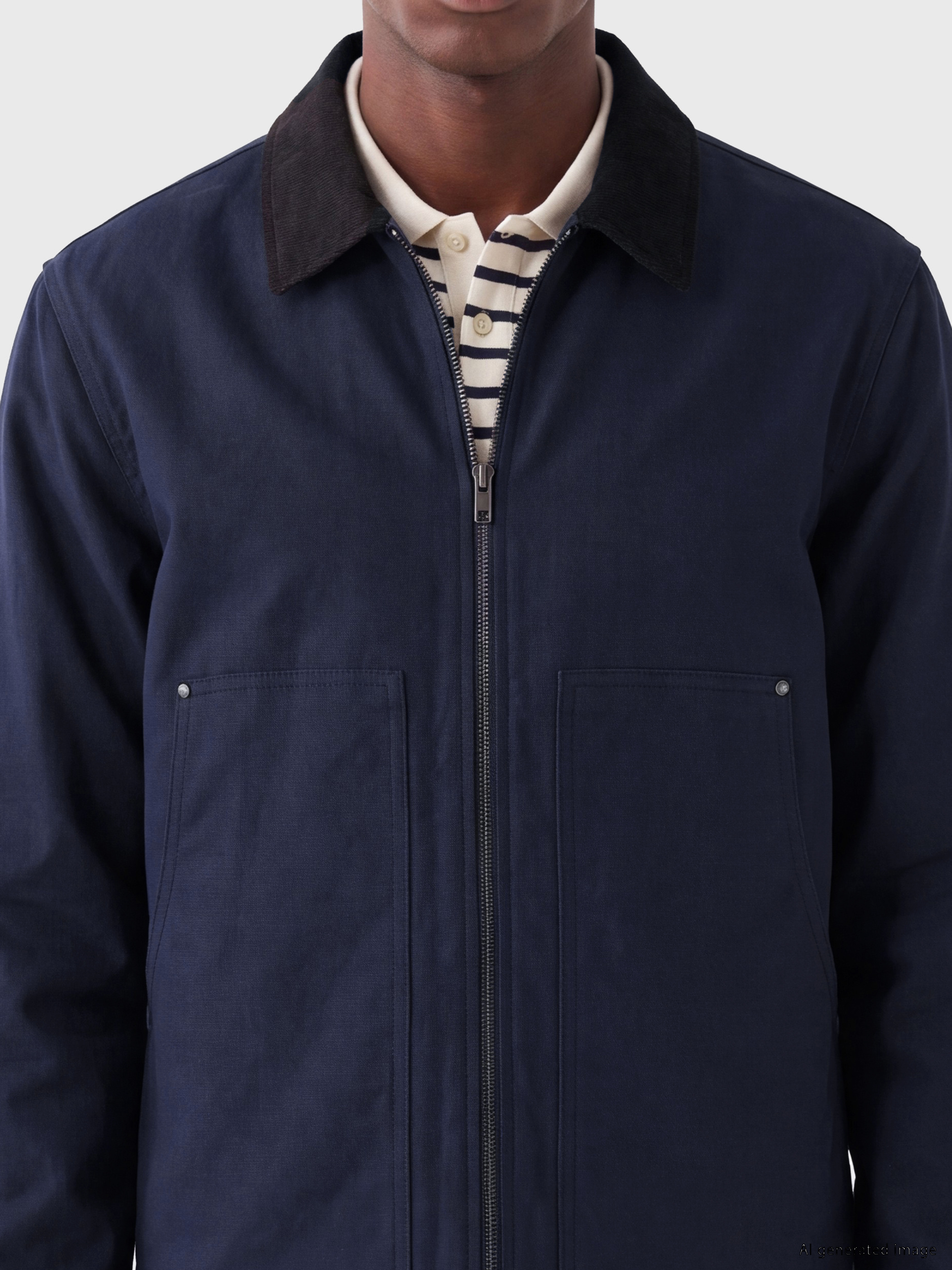 Relaxed Fit Velvet Collar Men's Gabardine Coat-2