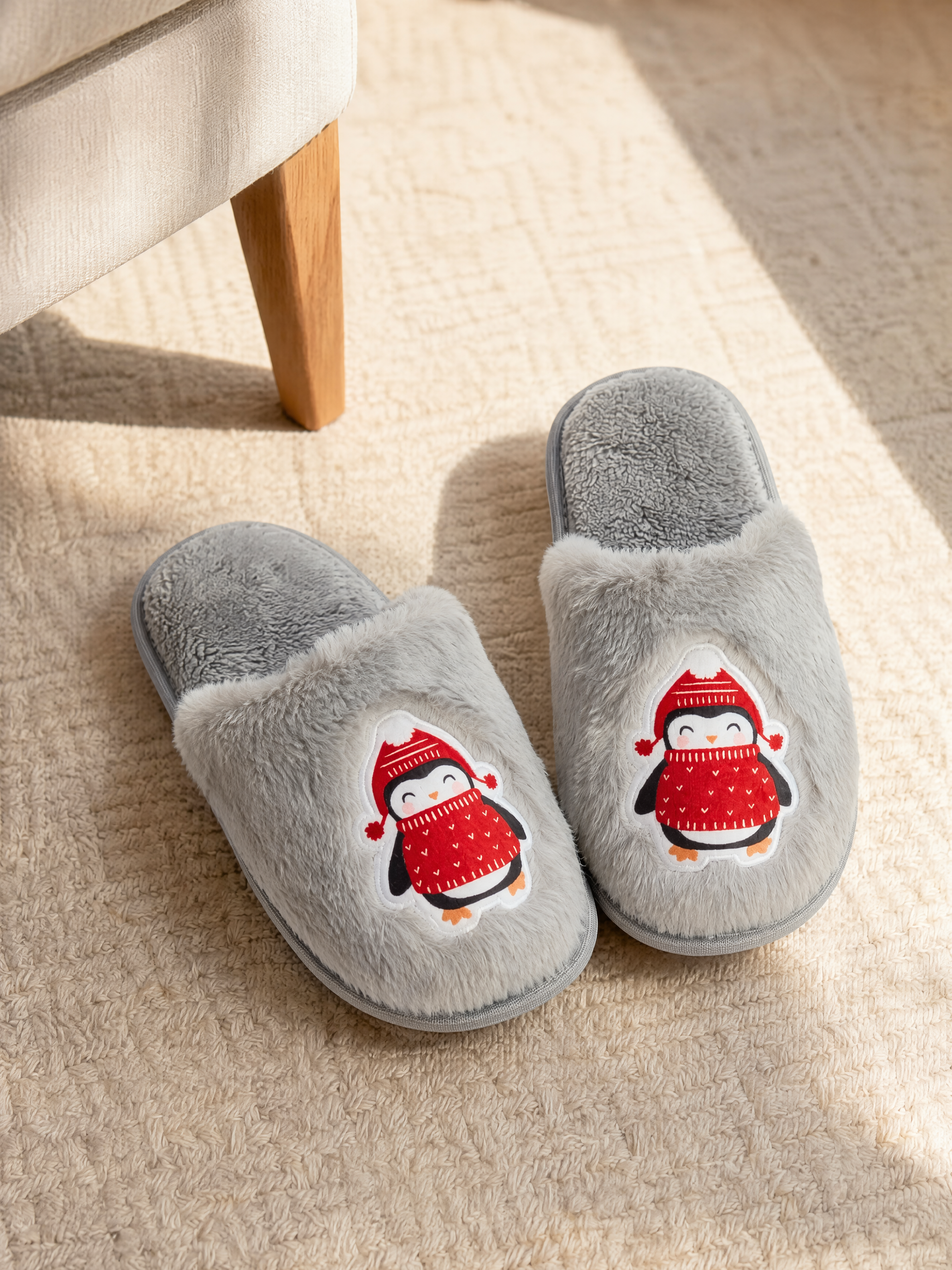 LCW STEPS Penguen Baskılı Pelüş Kadın Ev Terliği