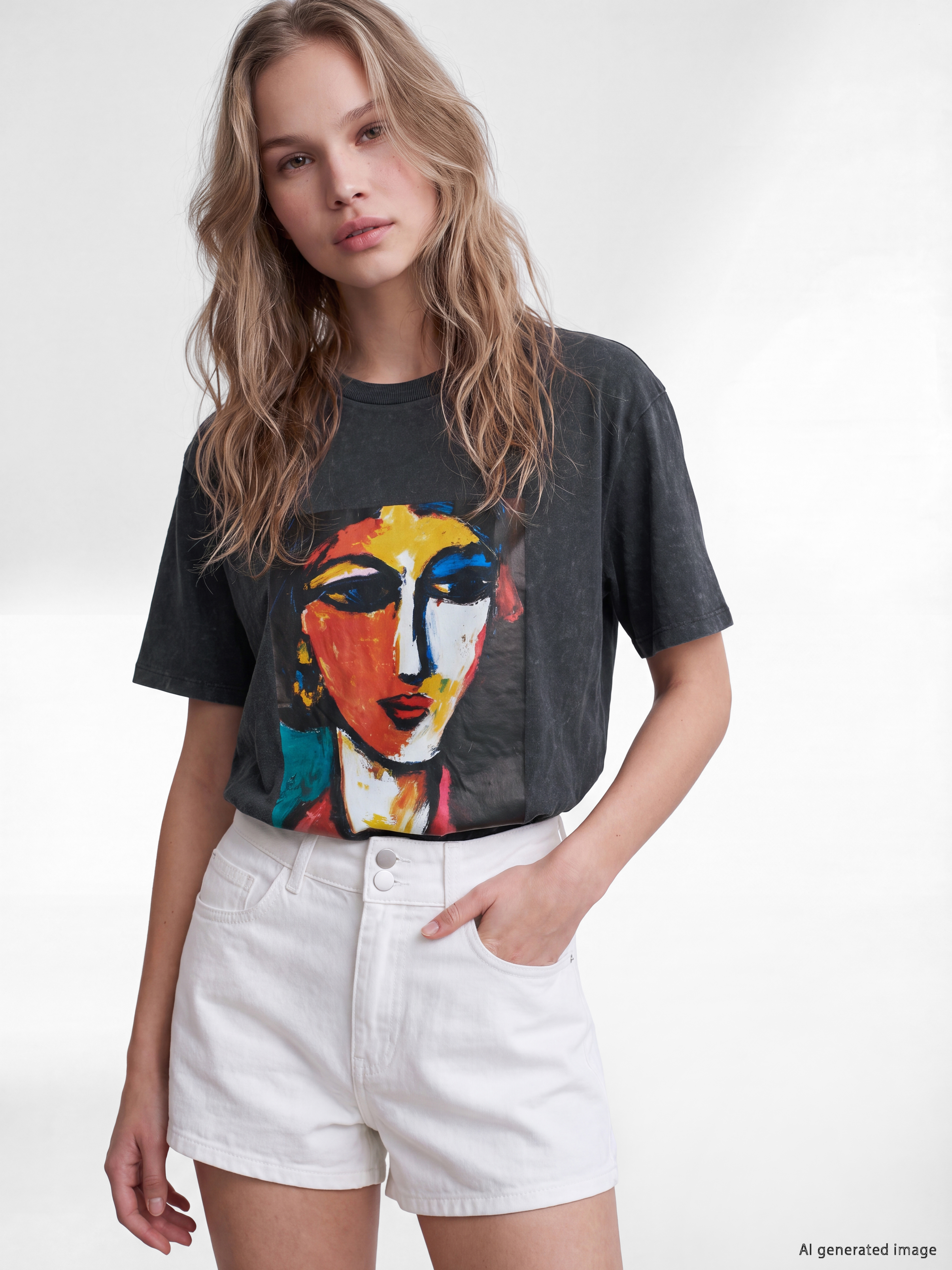 LCW Vision Printed Oversize 100% Cotton Women's T-Shirt