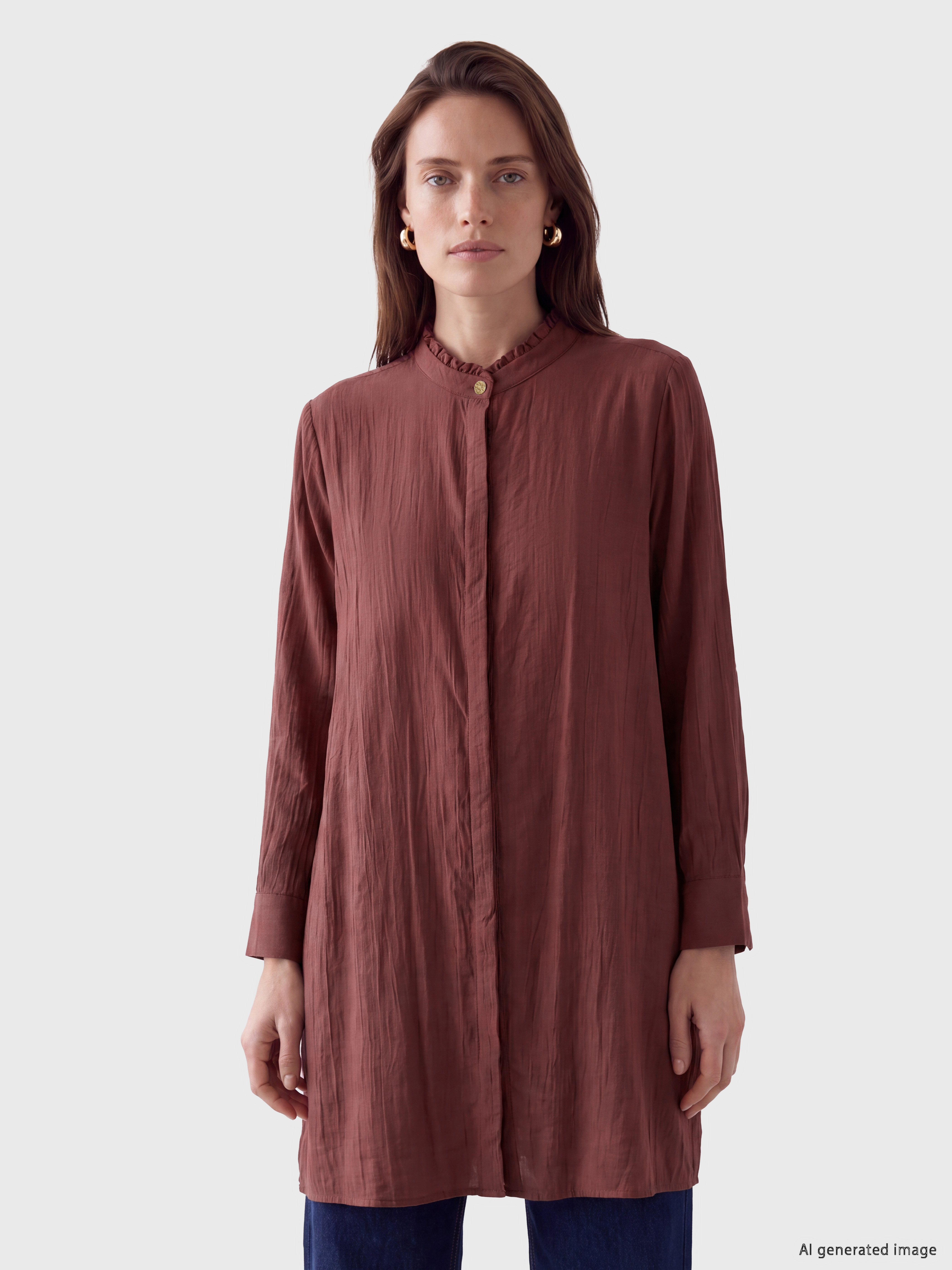 LCW Grace Grandad Collar Women's Shirt Tunic
