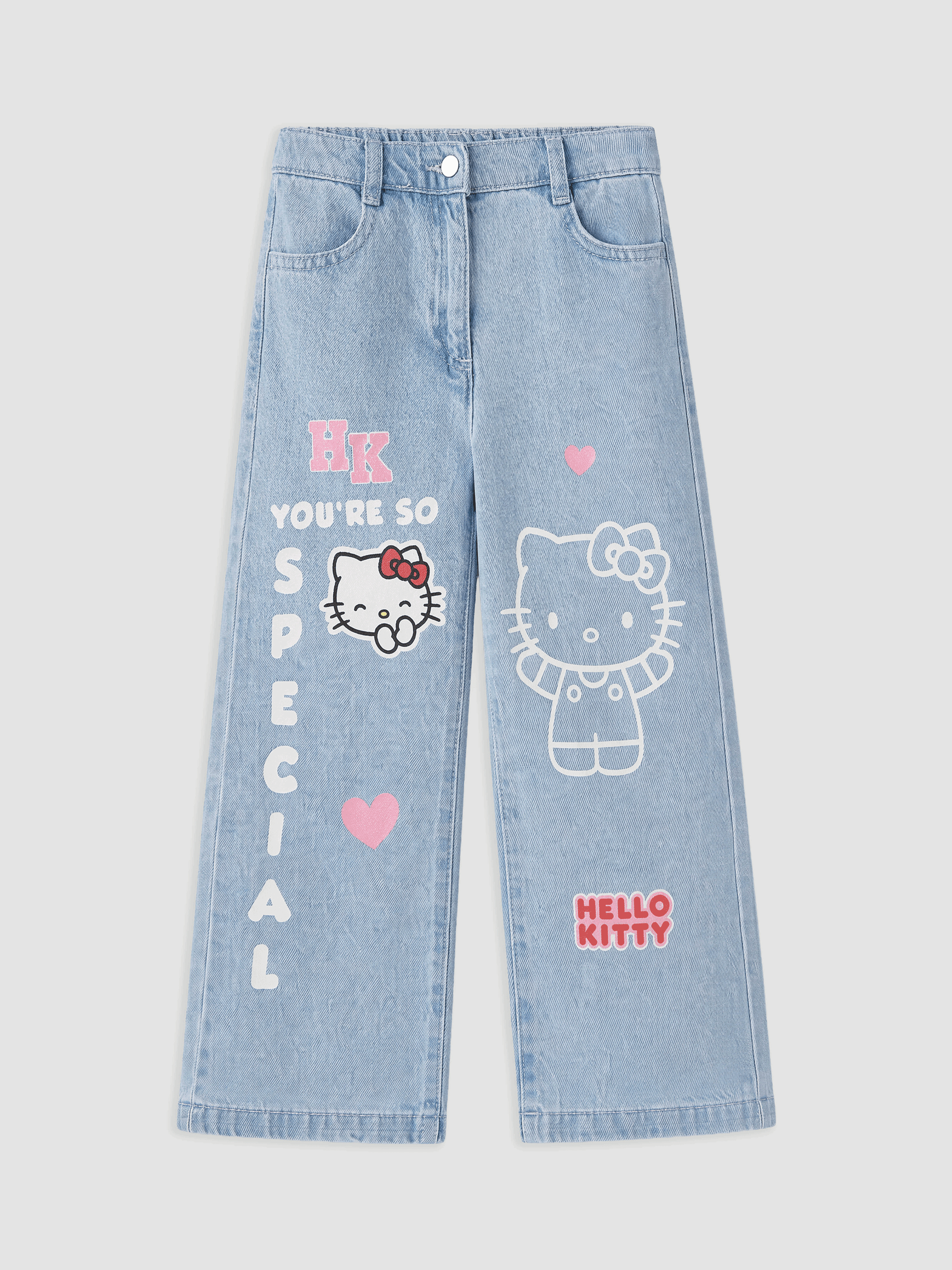 LCW baby Regular Fit Hello Kitty Baskılı Kız Çocuk Jean Pantolon