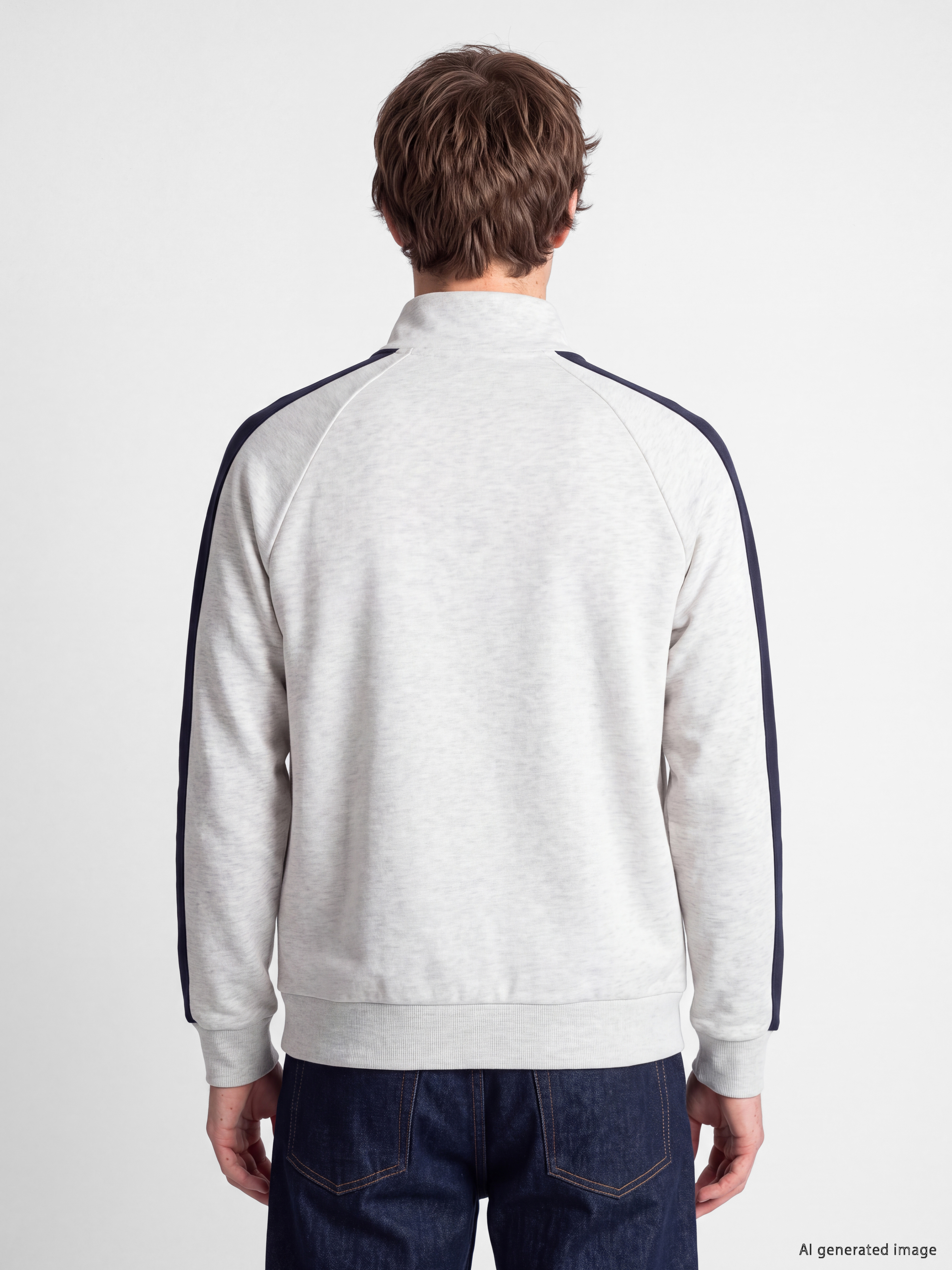Gri Dik Yaka Baskılı Erkek Sweatshirt-3