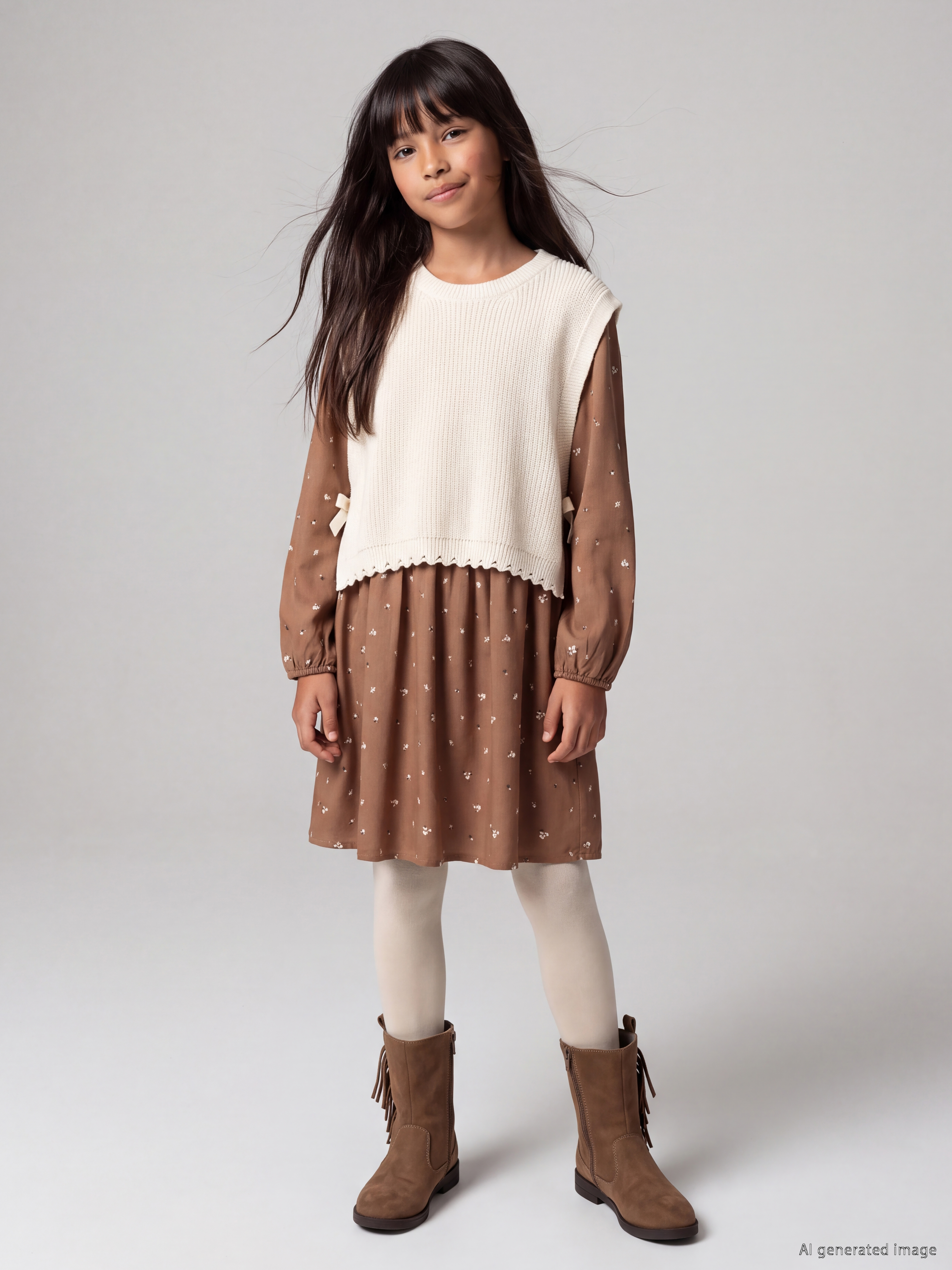LCW Kids Gabardine Girls' Dress and Sweater