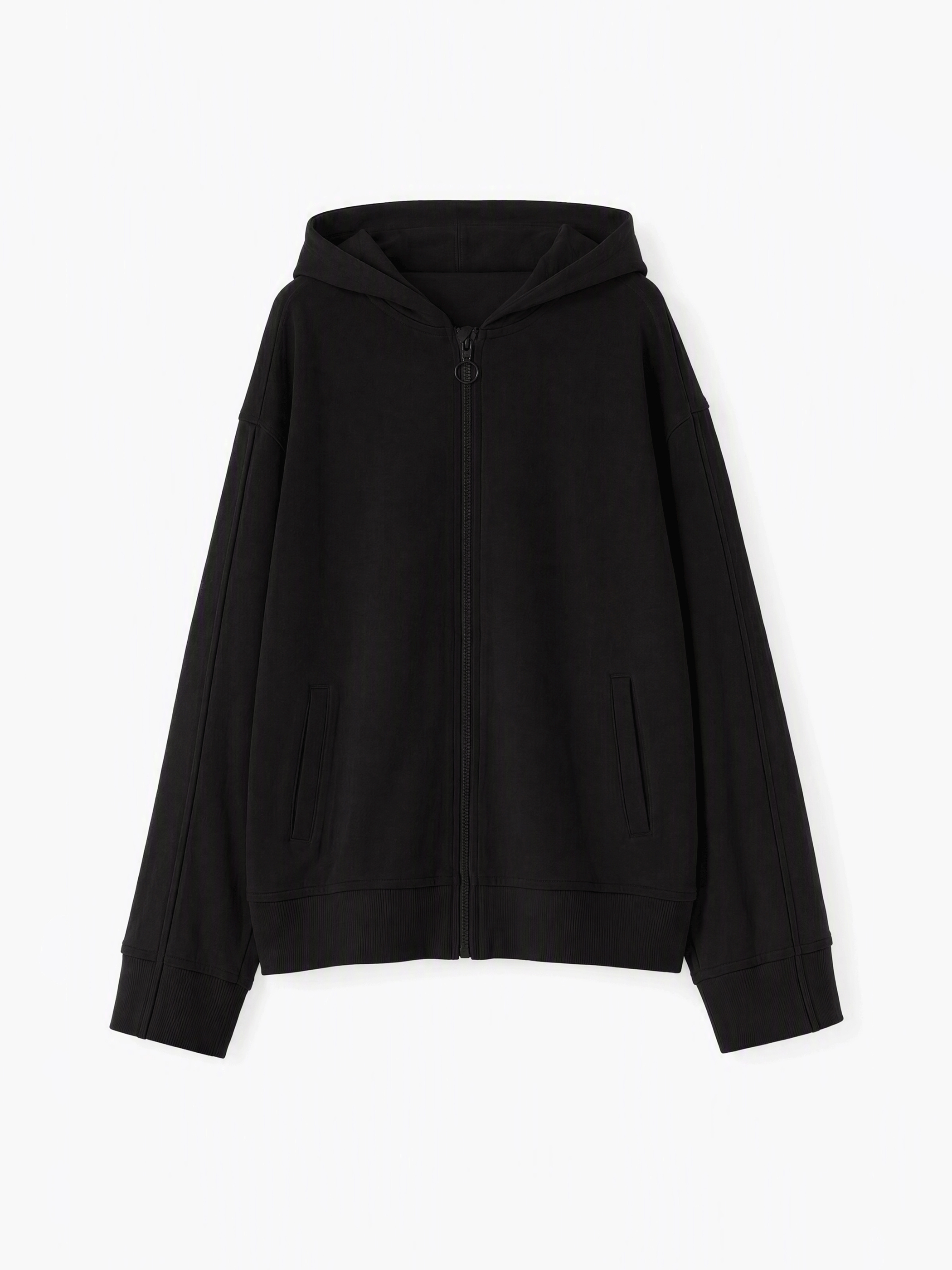 Siyah Kolay Giyilebilir Kız Çocuk Fermuarlı Sweatshirt-1