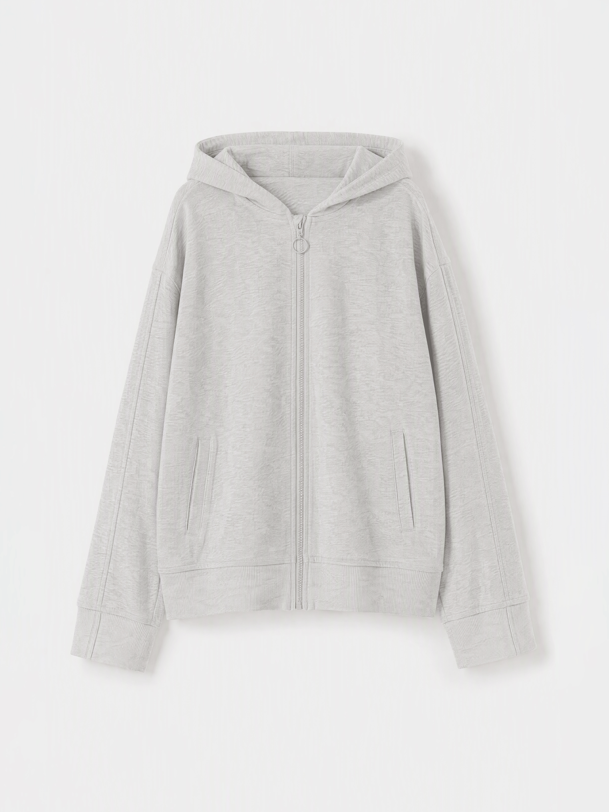 Gri Kolay Giyilebilir Kız Çocuk Fermuarlı Sweatshirt-1