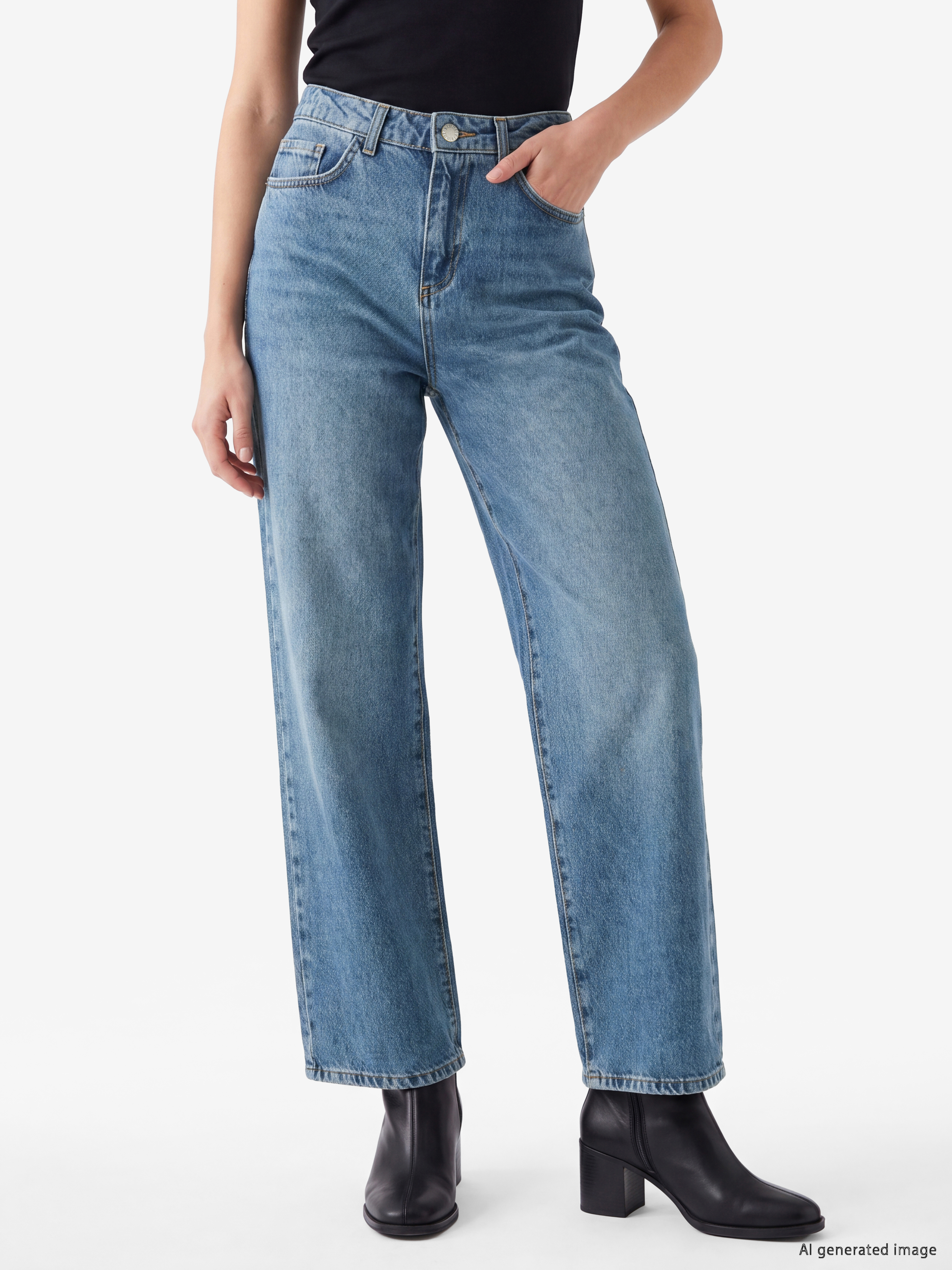 Blugi Straight Fit Pentru Femei-1