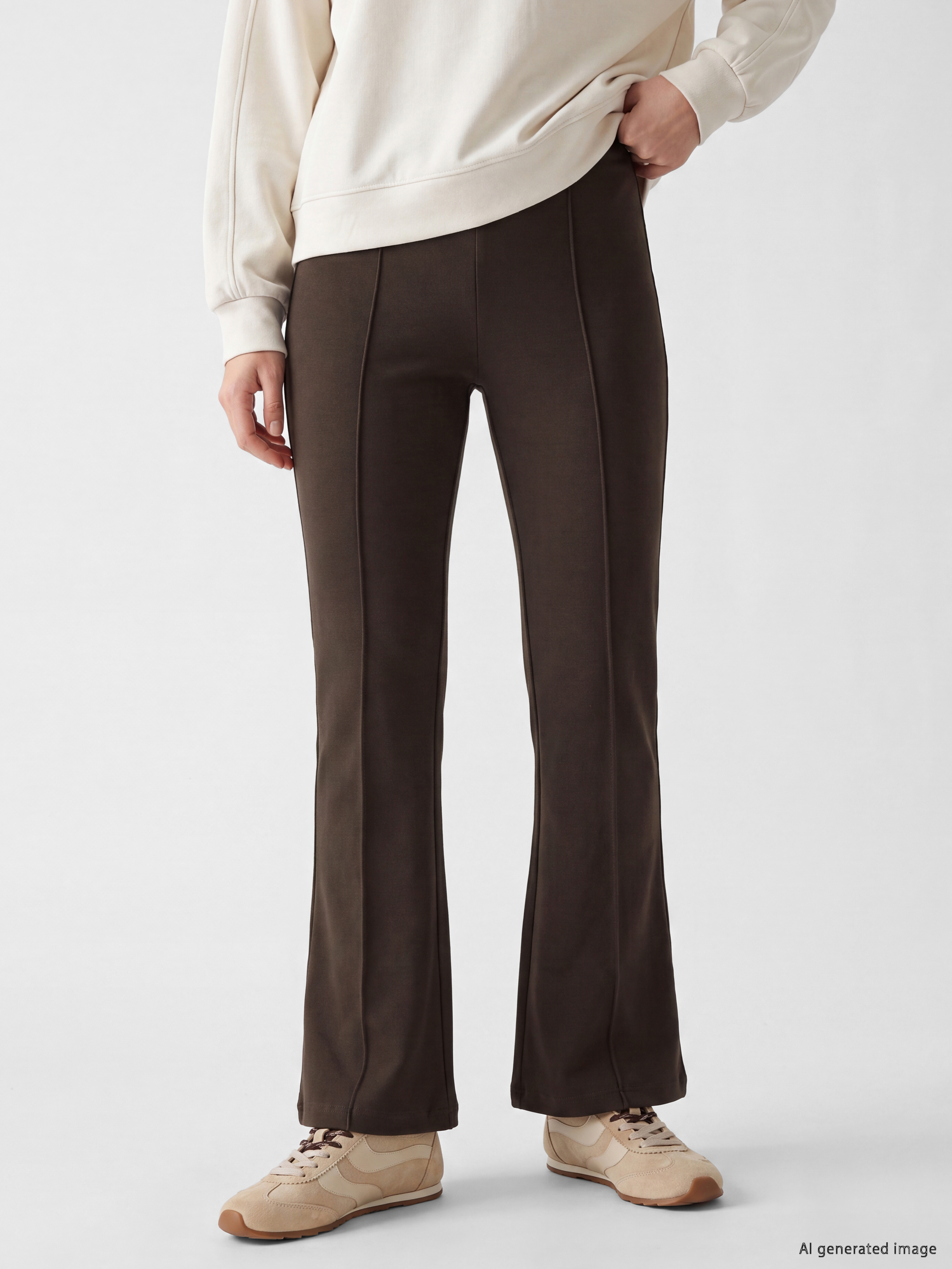 High Waisted Flare Women's Trousers-1