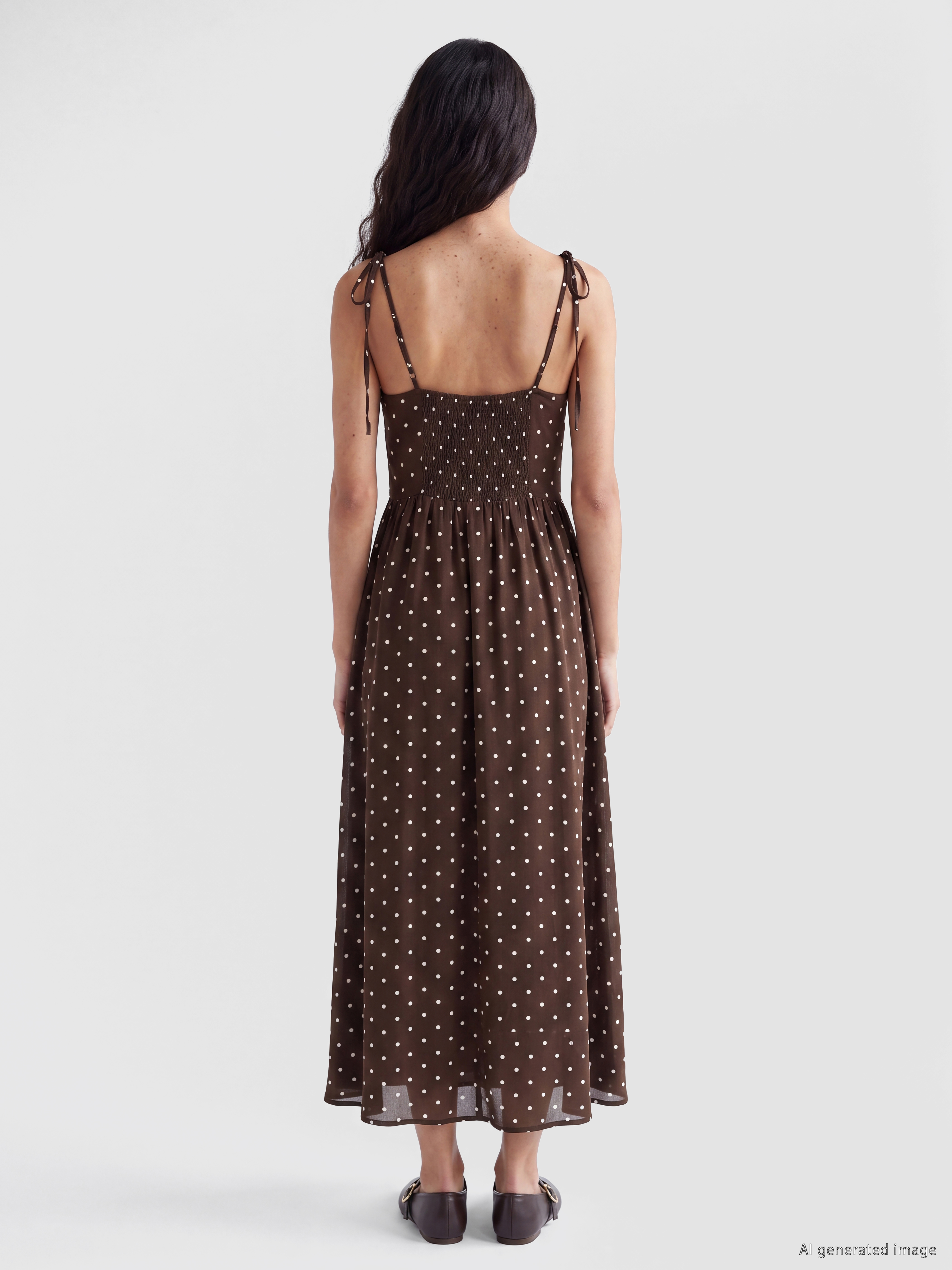 Sweetheart Neckline Polka Dot Strappy Dress-3