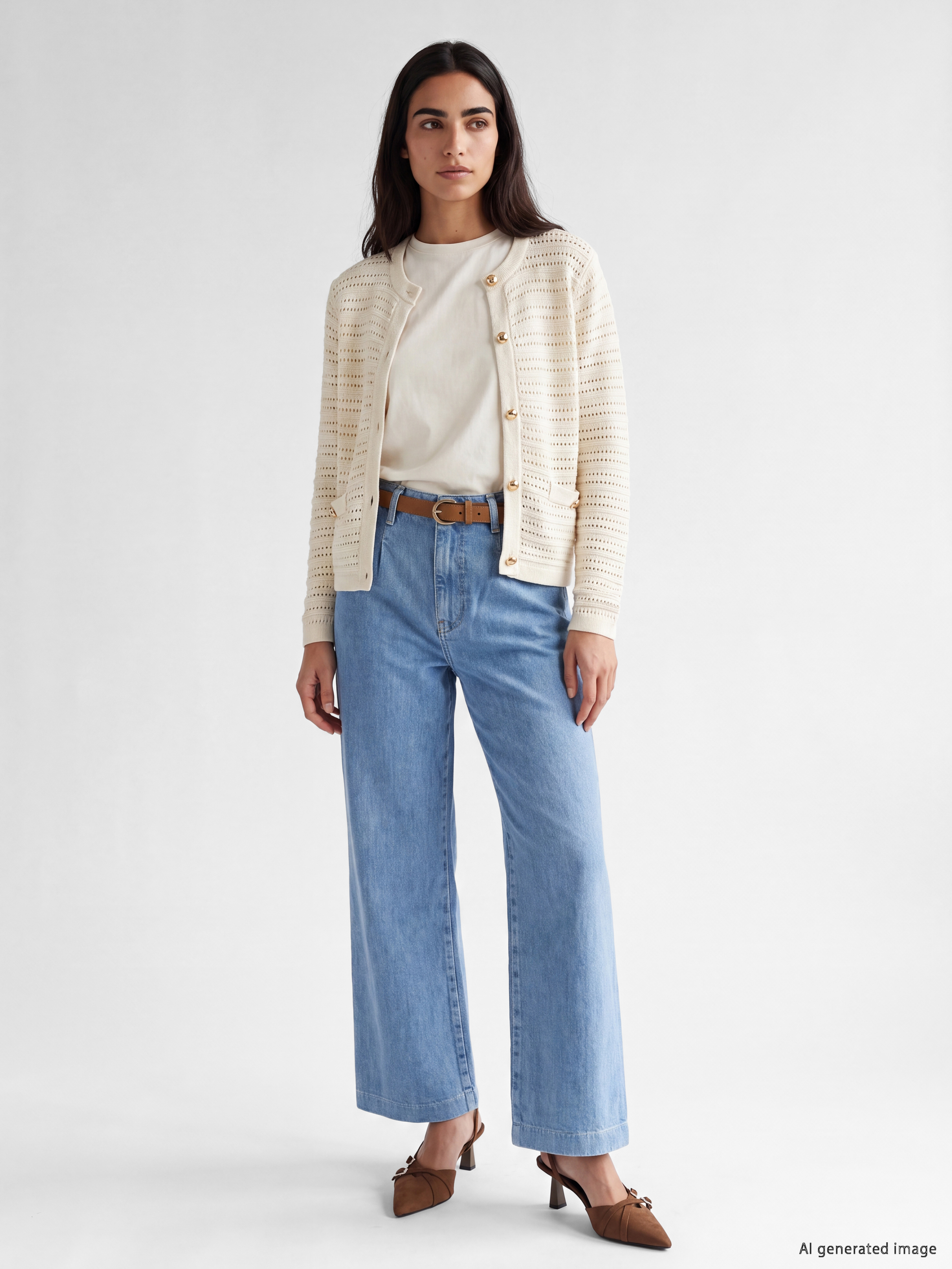 LCW Jeans Beli Kemerli Wideleg Kadın Jean Pantolon