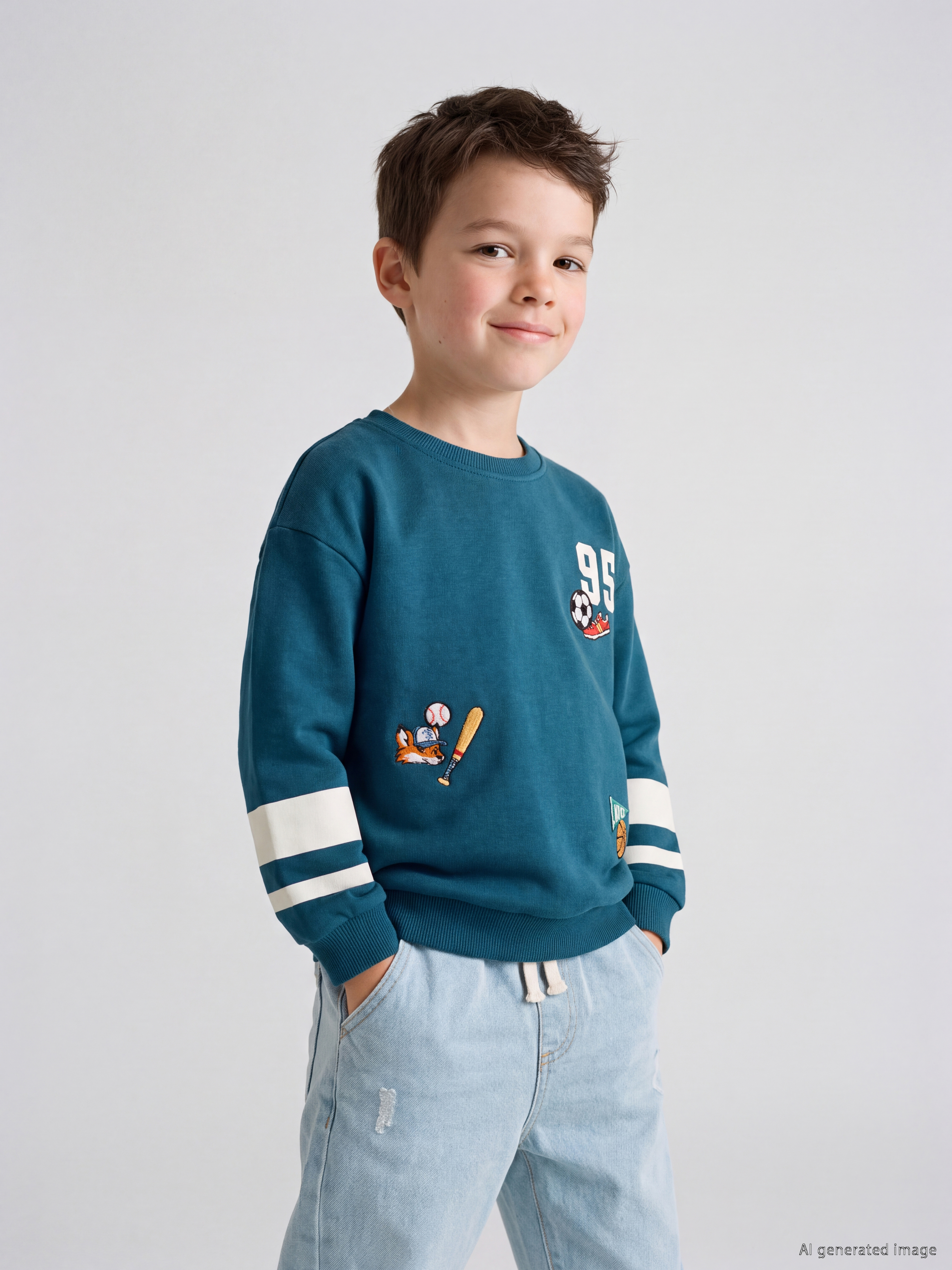 LCW Kids Embroidered Thick Boys' Sweatshirt