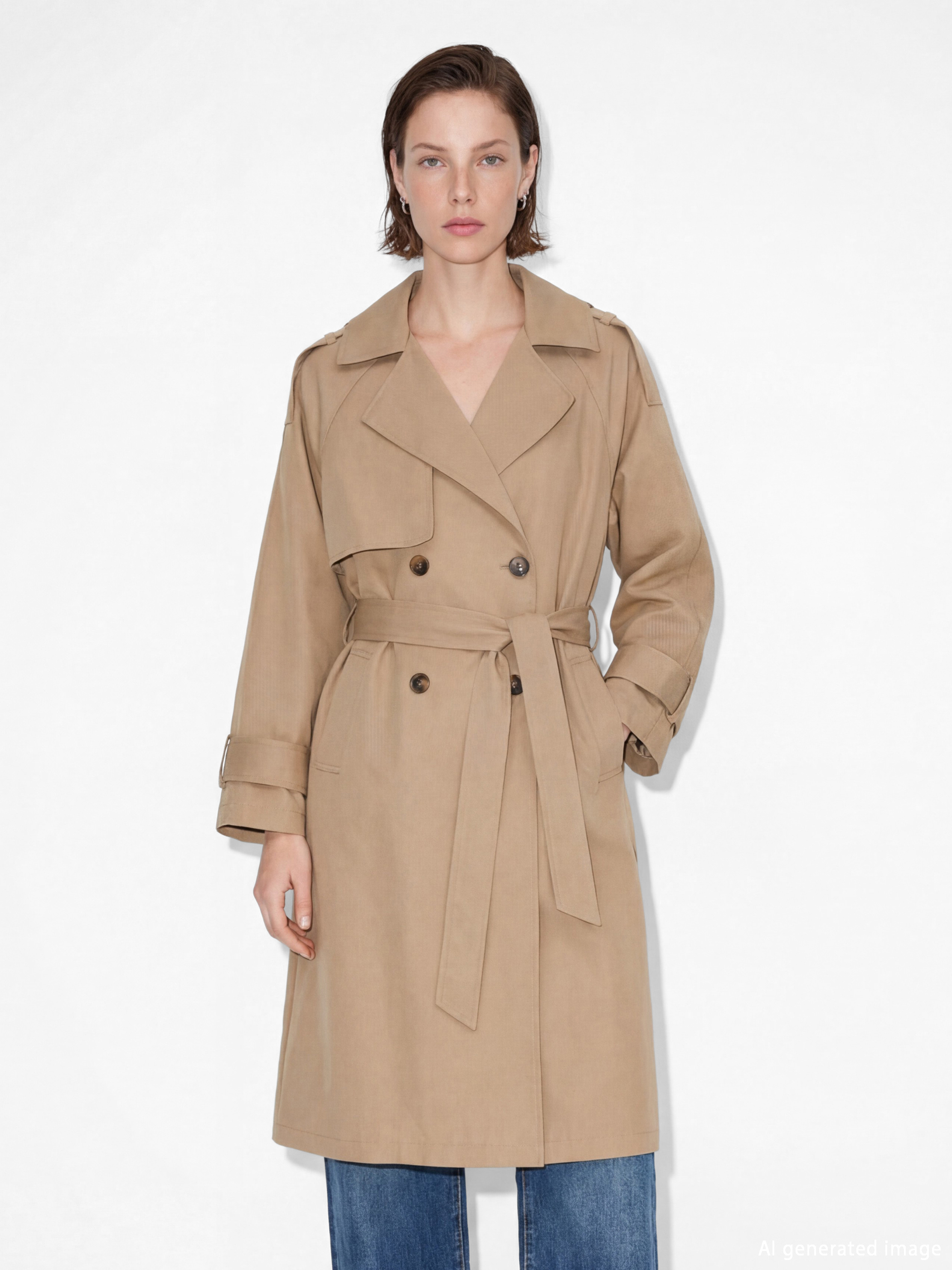 Trenchcoat aus Gabardine mit Gürtel für Damen-1