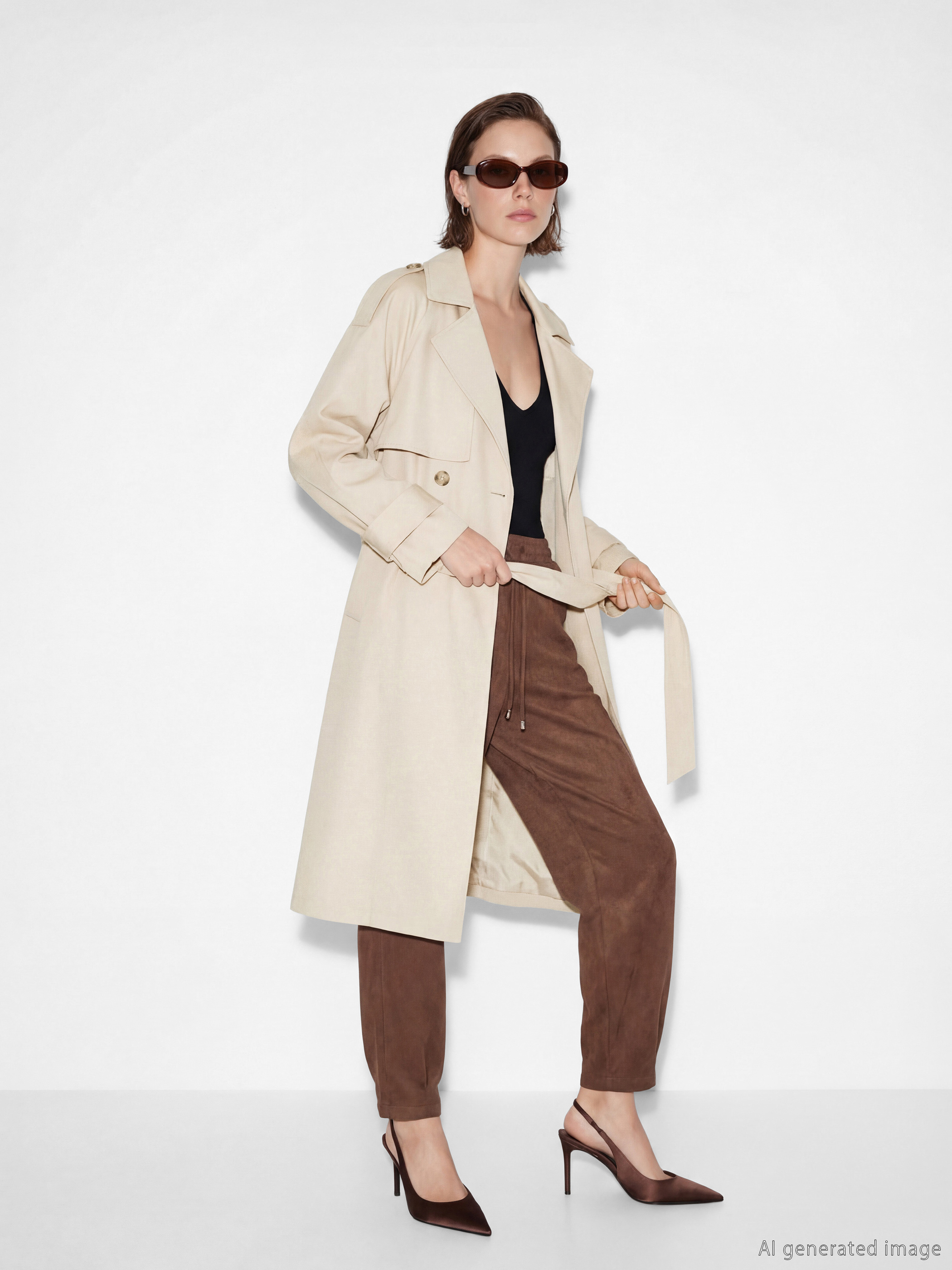 LCW Vision Καμπαρντίνα από γκαμπαρντίνα με ζώνη για γυναίκες