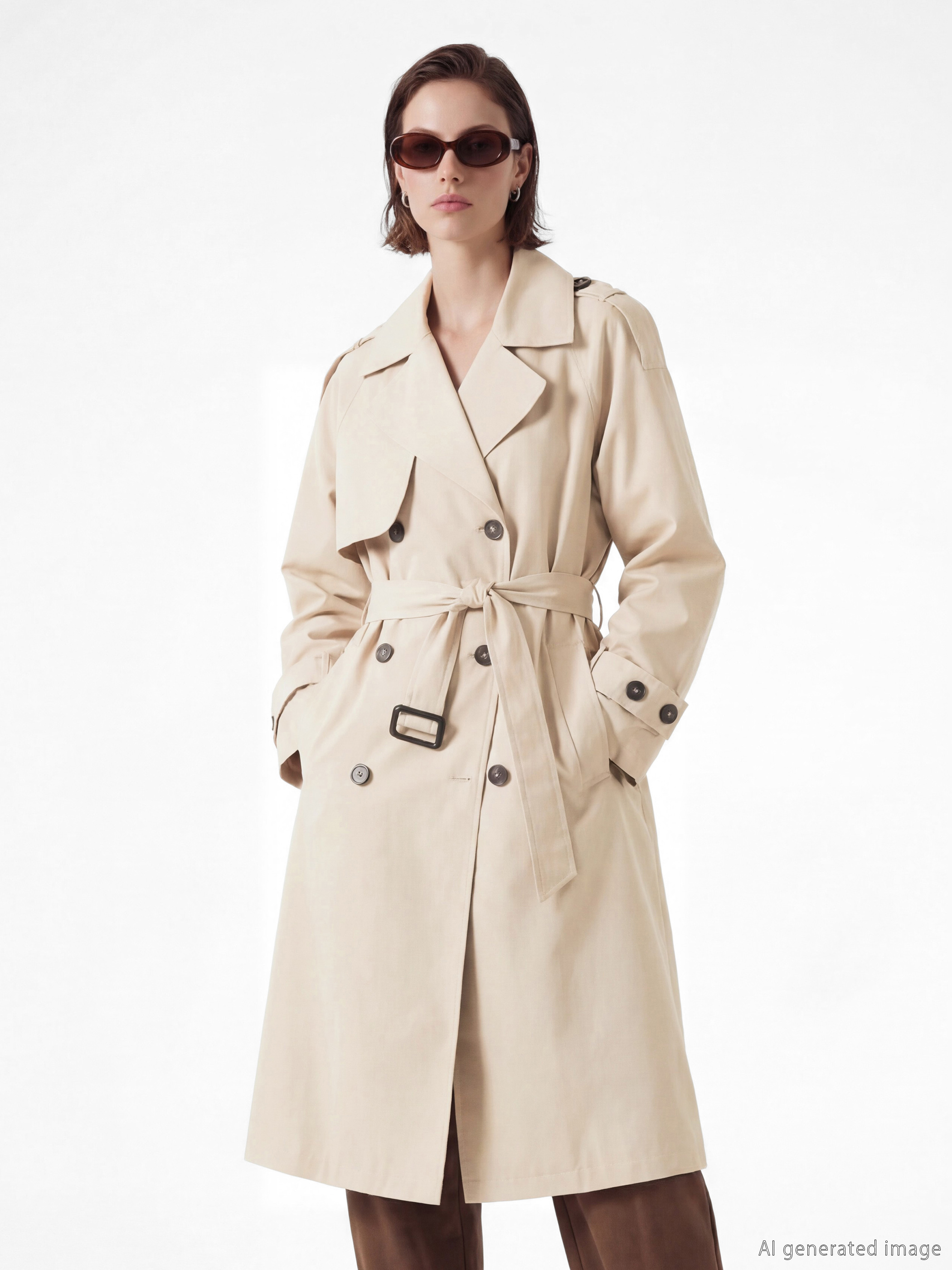 Καμπαρντίνα από γκαμπαρντίνα με ζώνη για γυναίκες-1