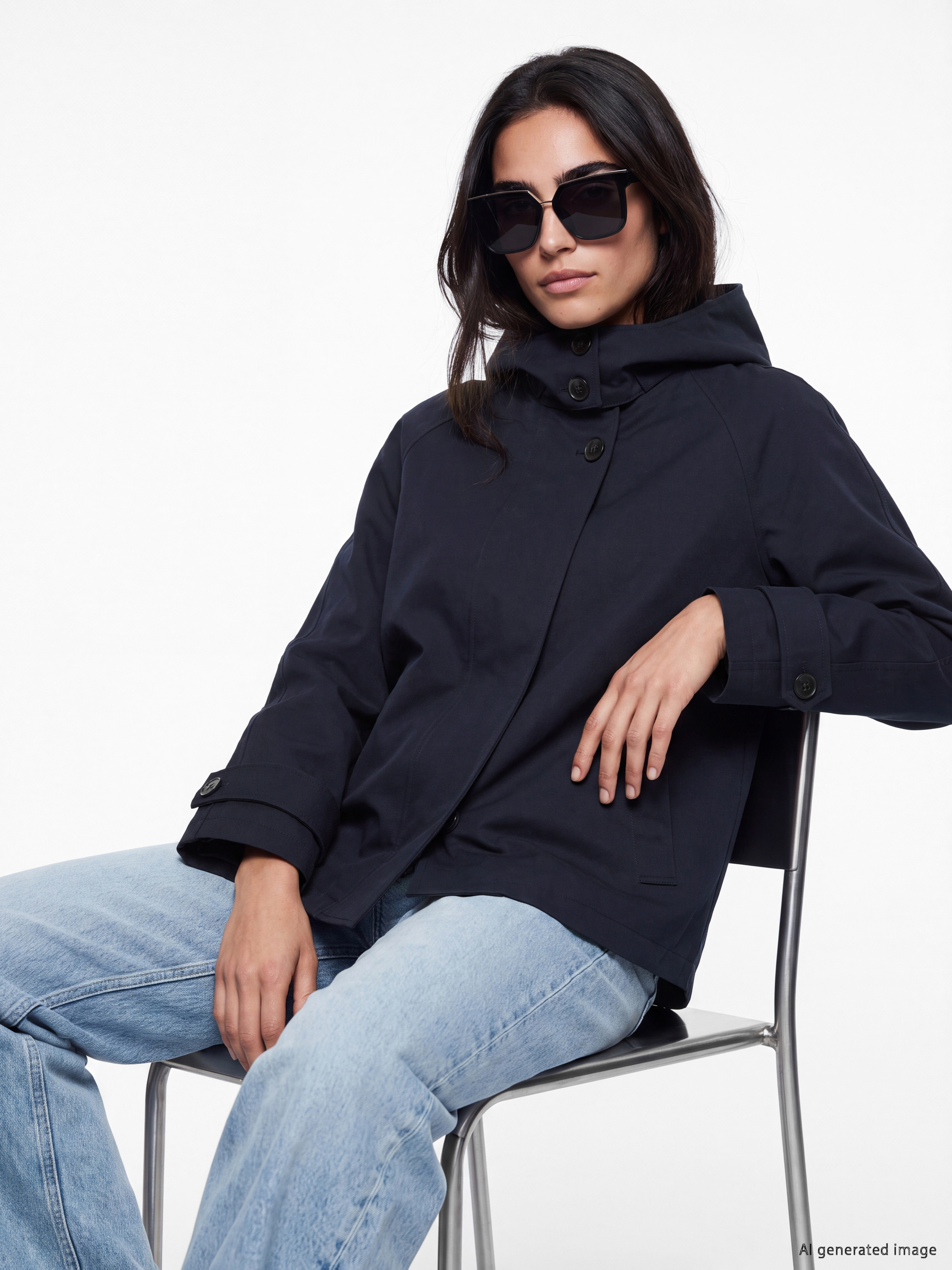 LCW Vision Kapüşonlu Oversize Kadın Ceket