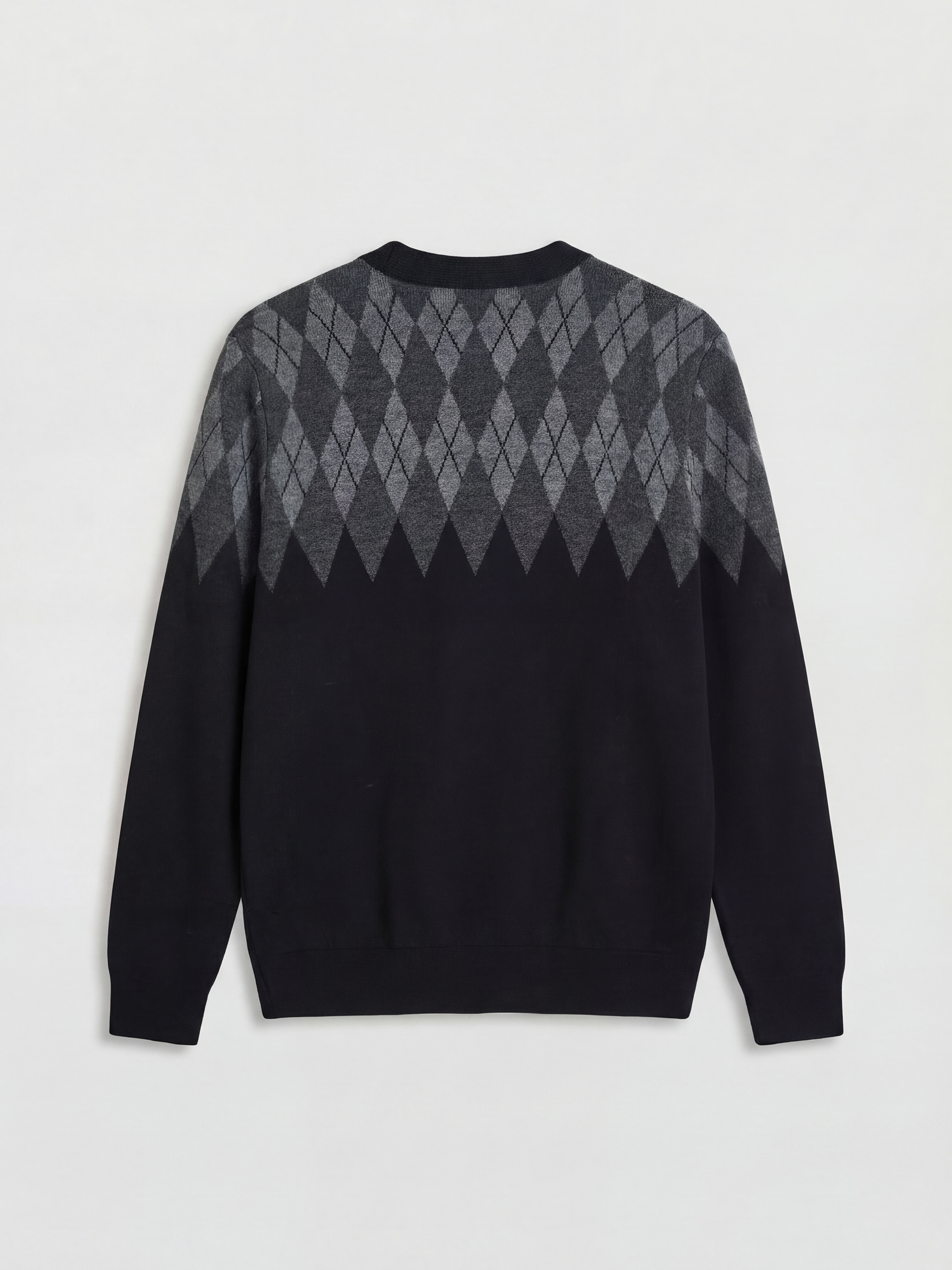 Siyah Standart Kalıp Baklava Desenli Erkek Triko Hırka-1