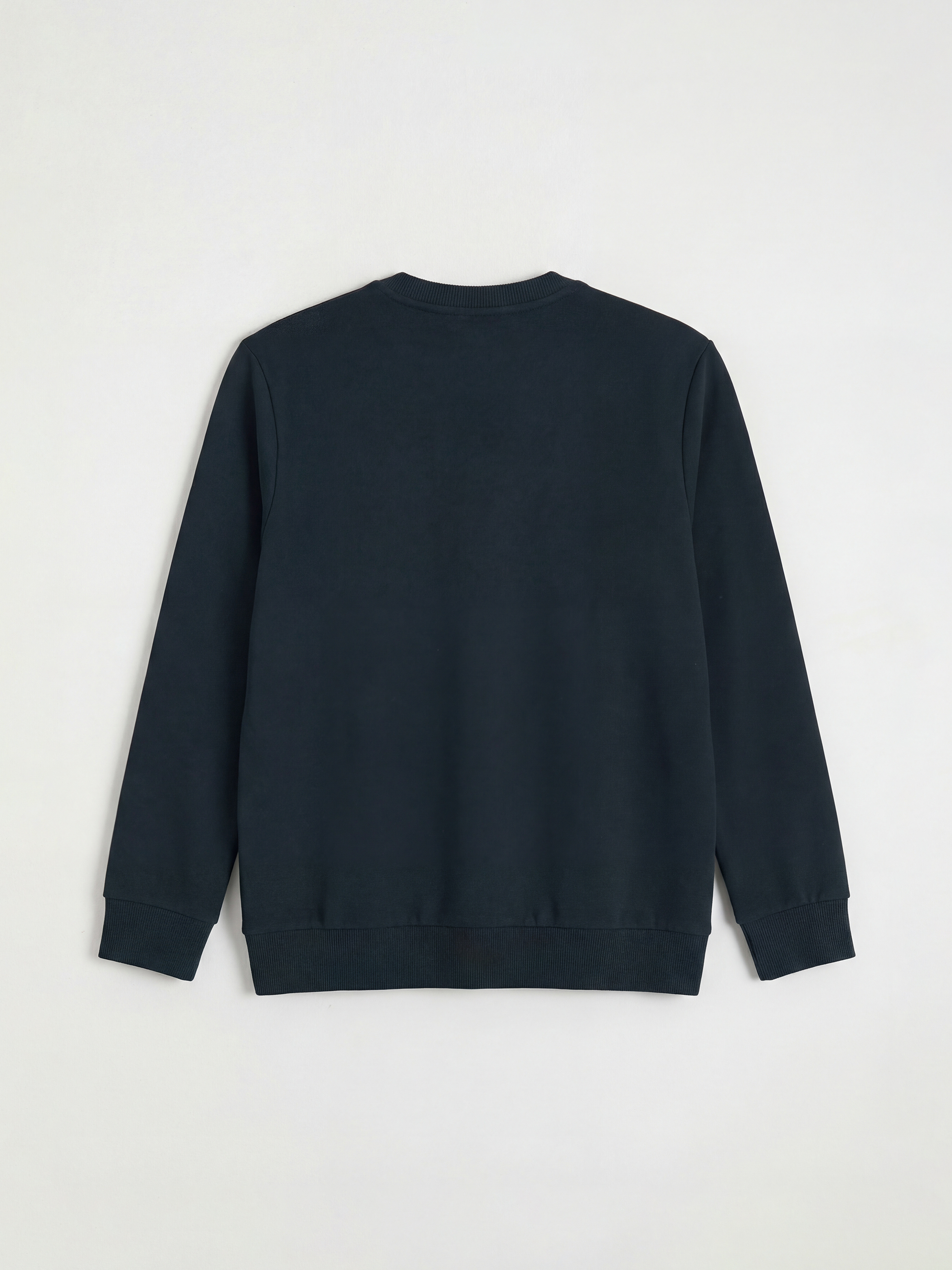 Lacivert Bisiklet Yaka Nakışlı Erkek Sweatshirt-1