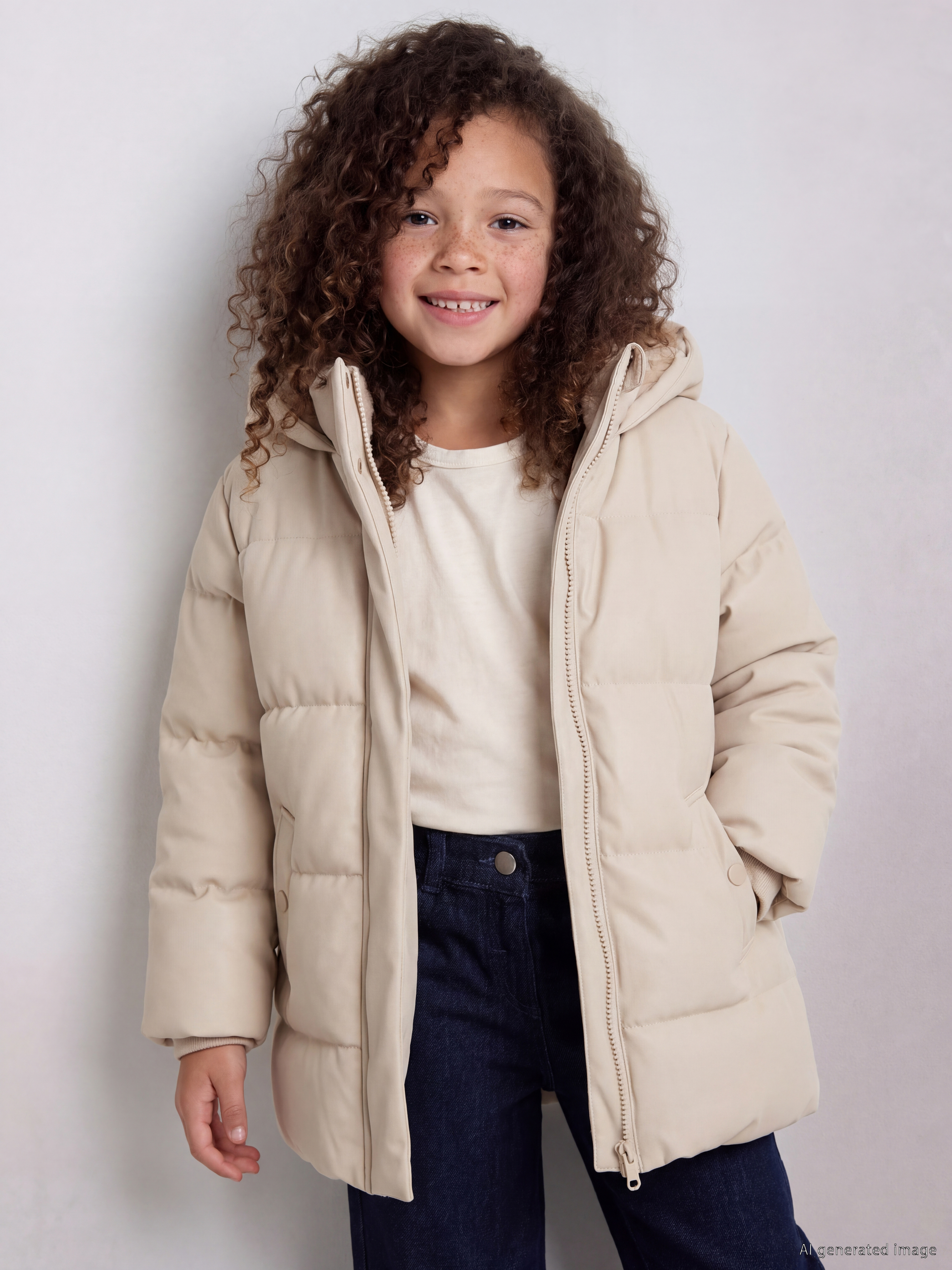 LCW Kids Hooded Furred Velvet Girls' Coat