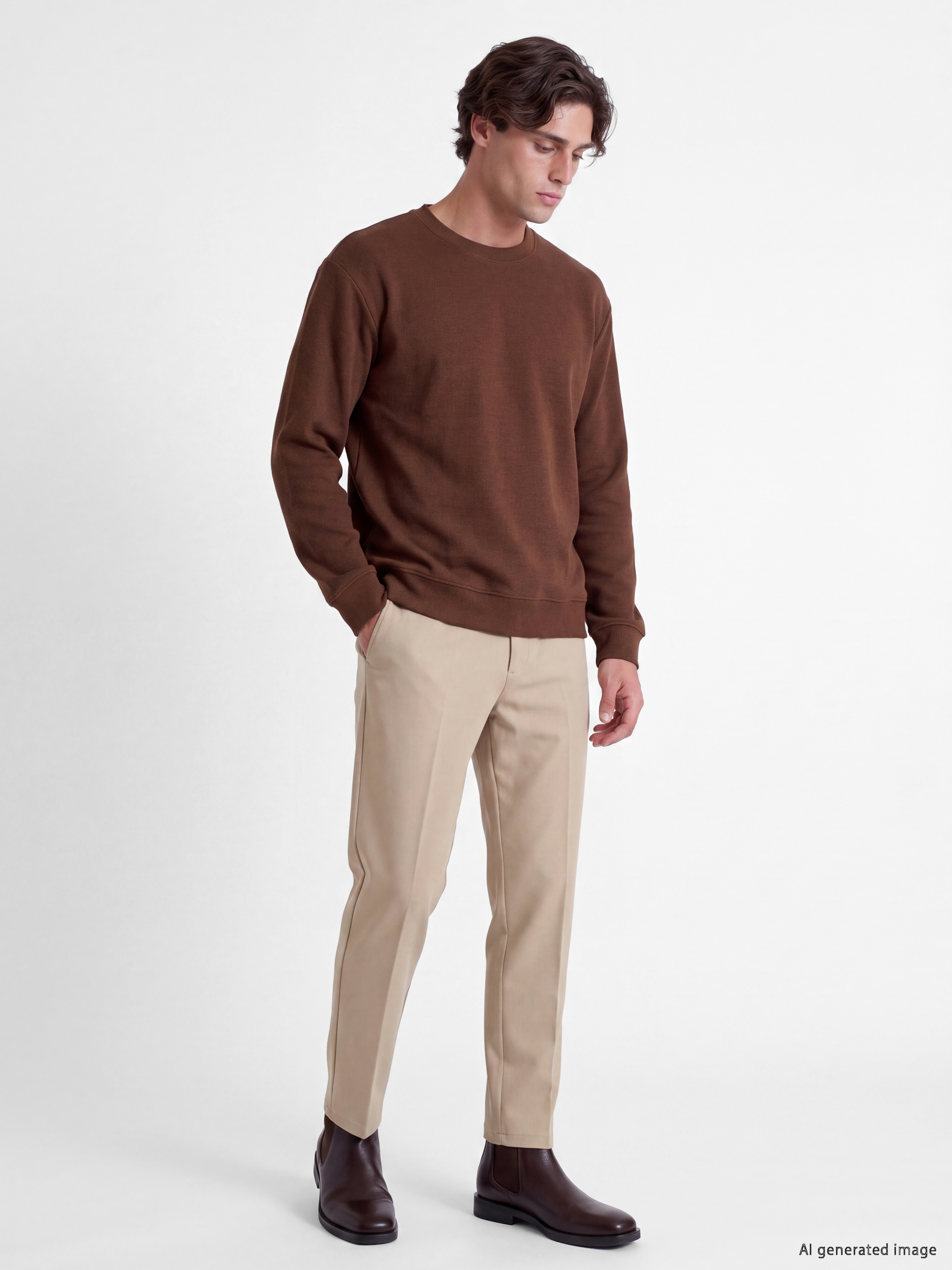 Crew Neck Men's Thick Sweatshirt-1