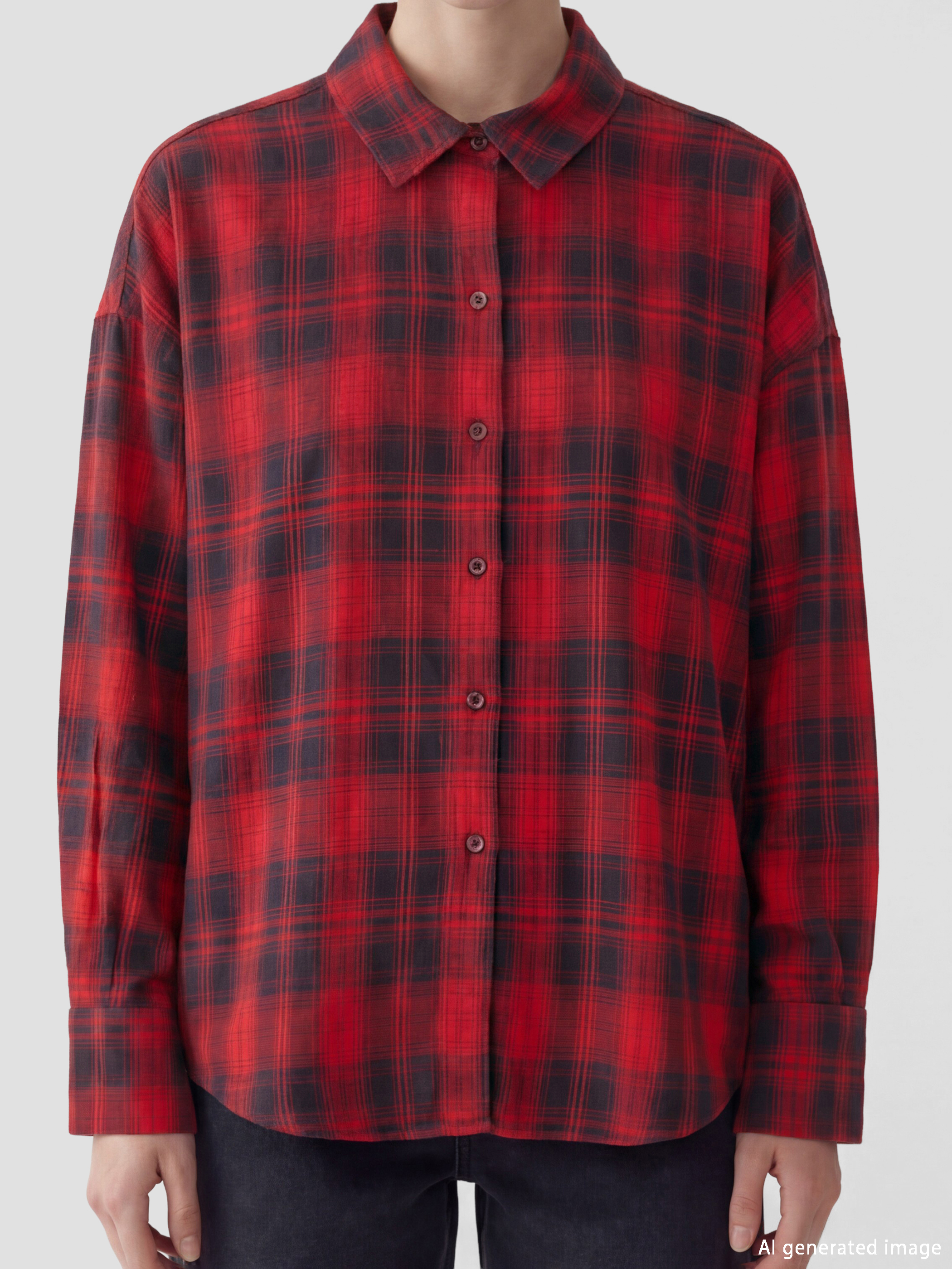 Әйелдер қызыл Фланель көйлек-2