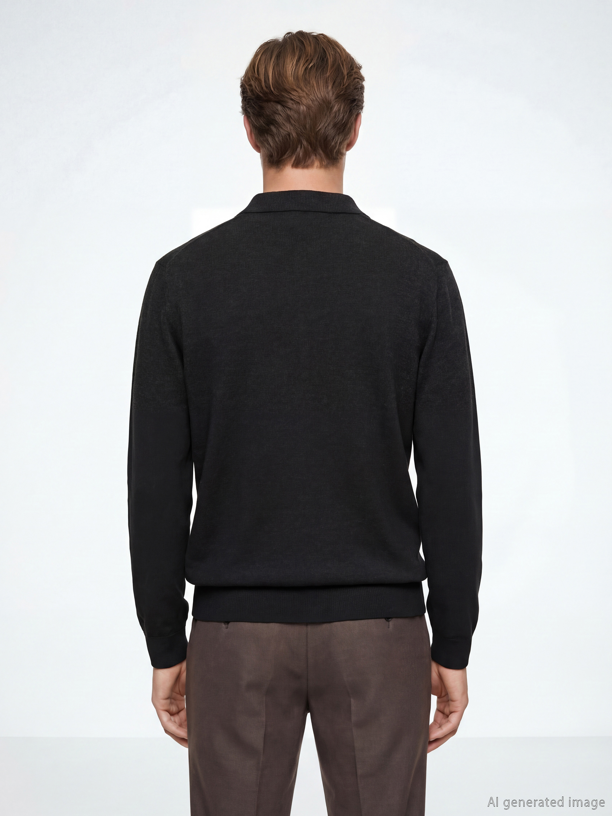 Antrasit Polo Yaka Baklava Desenli Erkek Triko Hırka-3