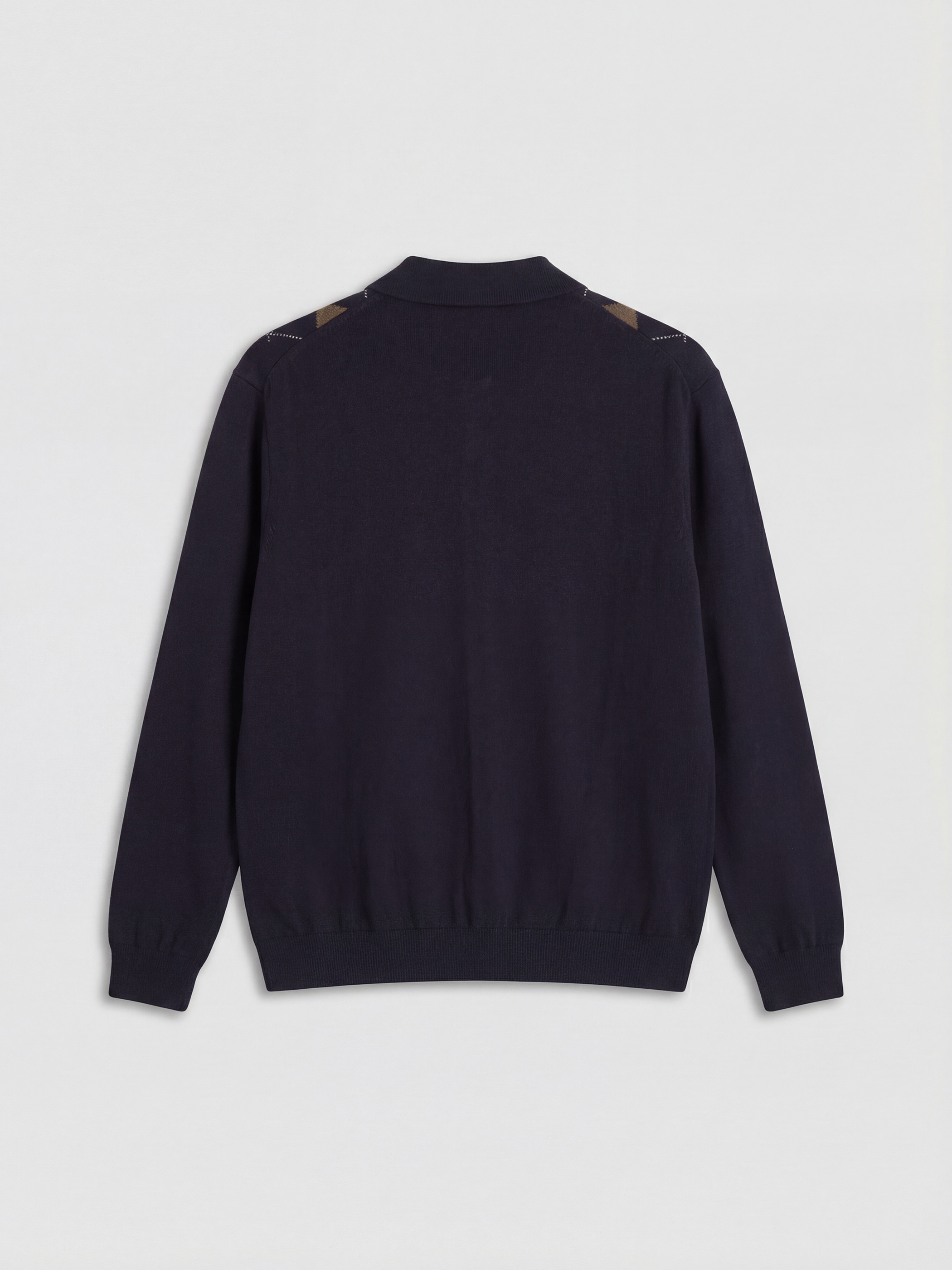 Lacivert Polo Yaka Baklava Desenli Erkek Triko Hırka-5