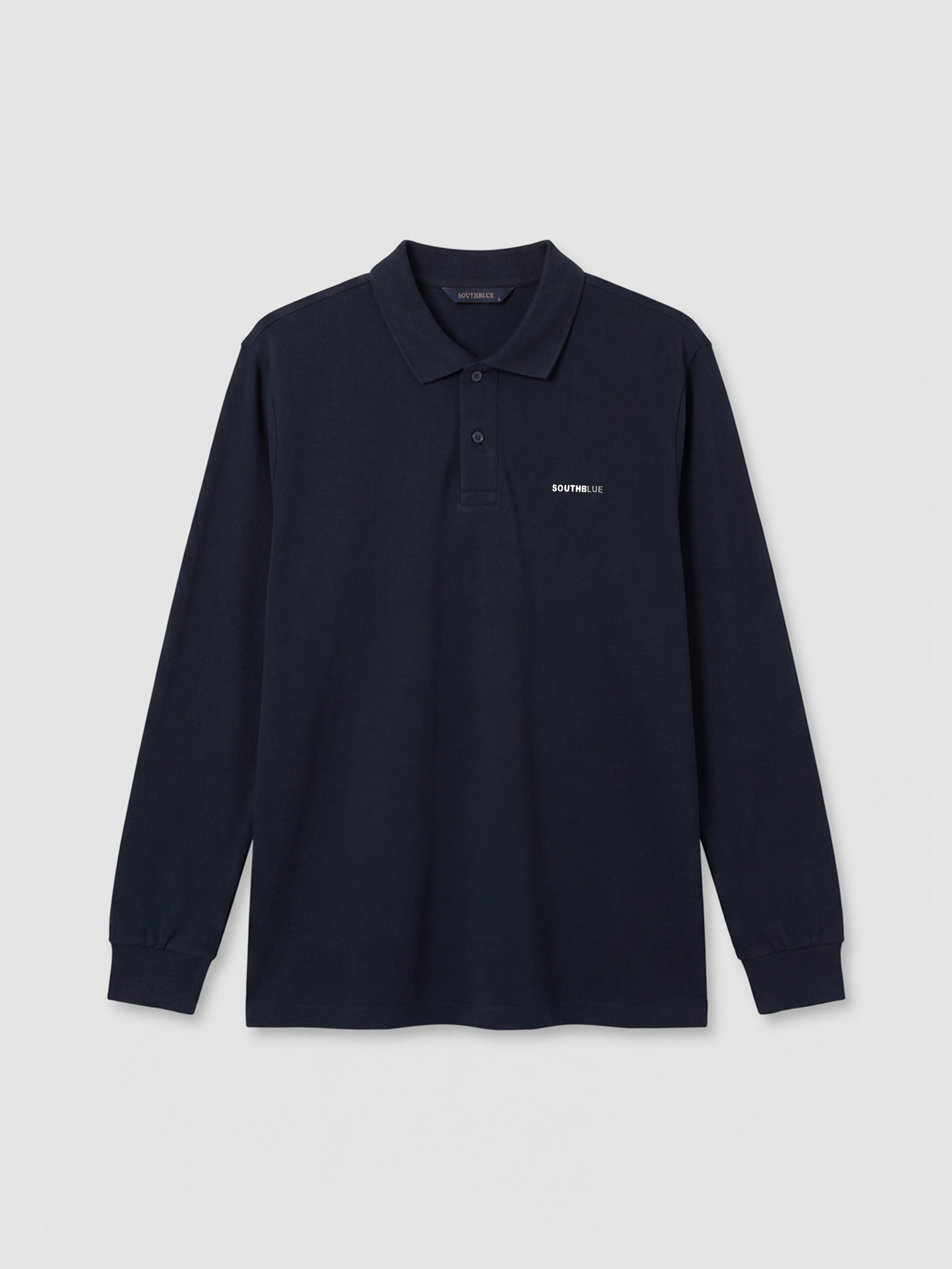 Lacivert Polo Yaka Pike Erkek Sweatshirt-4