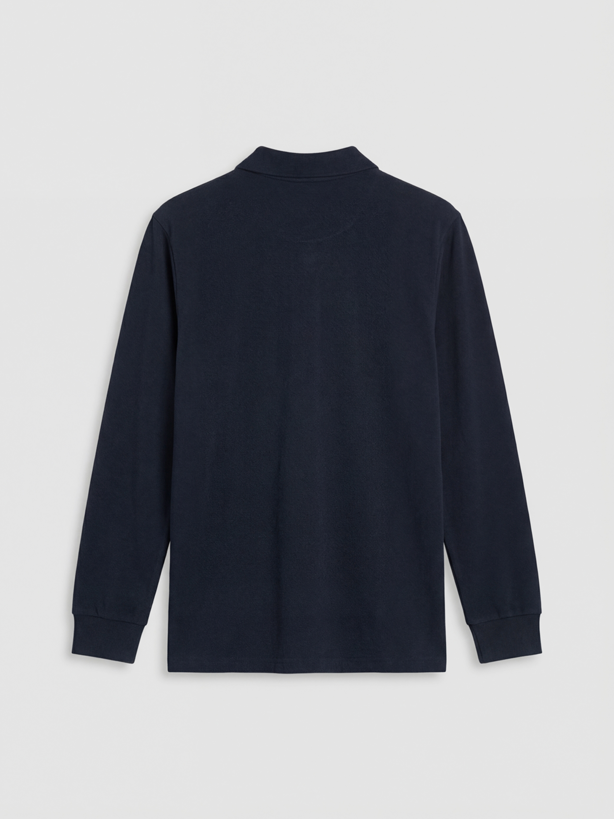 Lacivert Polo Yaka Pike Erkek Sweatshirt-5