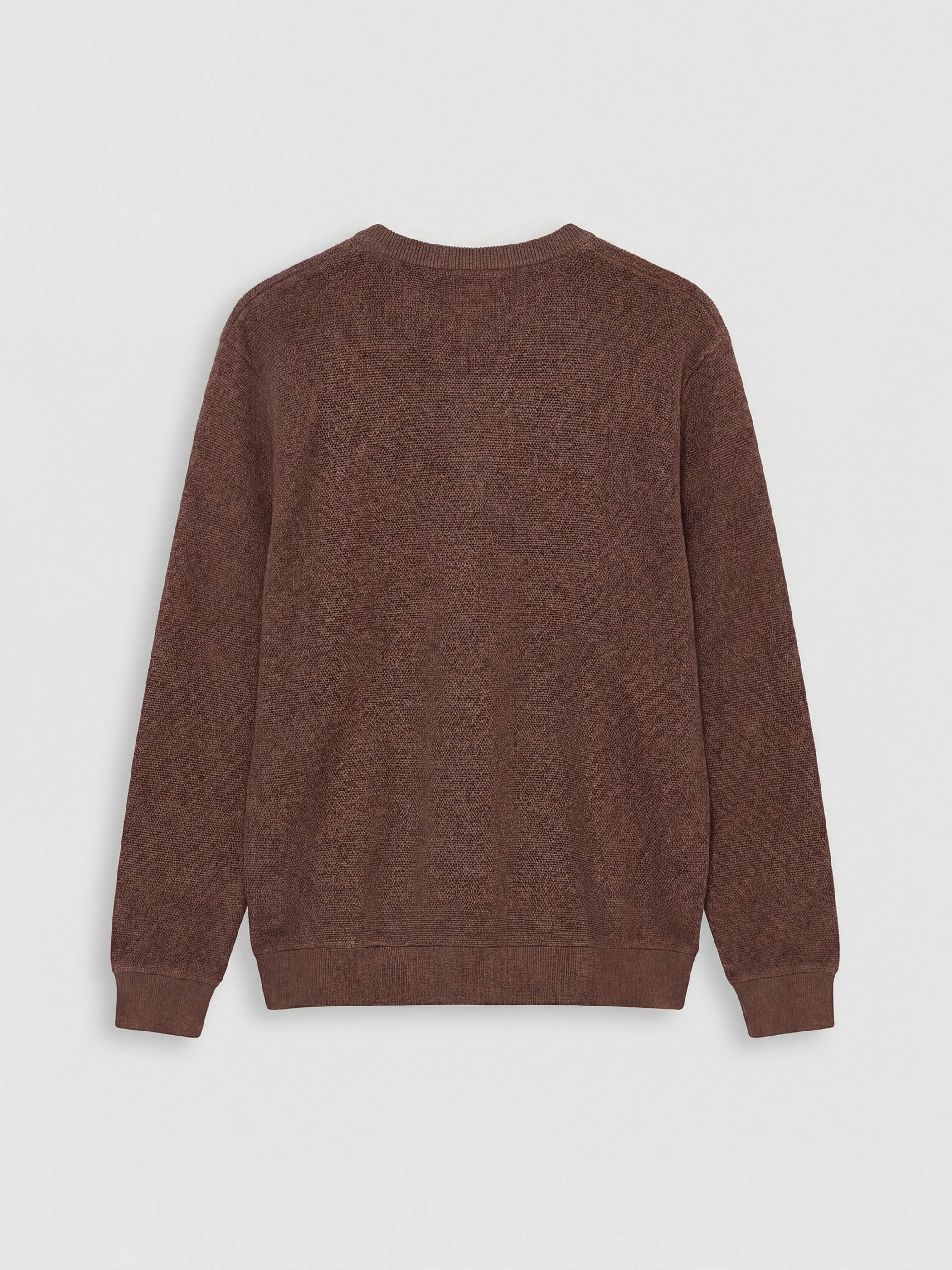 Kahverengi Regular Fit Bisiklet Yaka Erkek Triko Sweatshirt-5