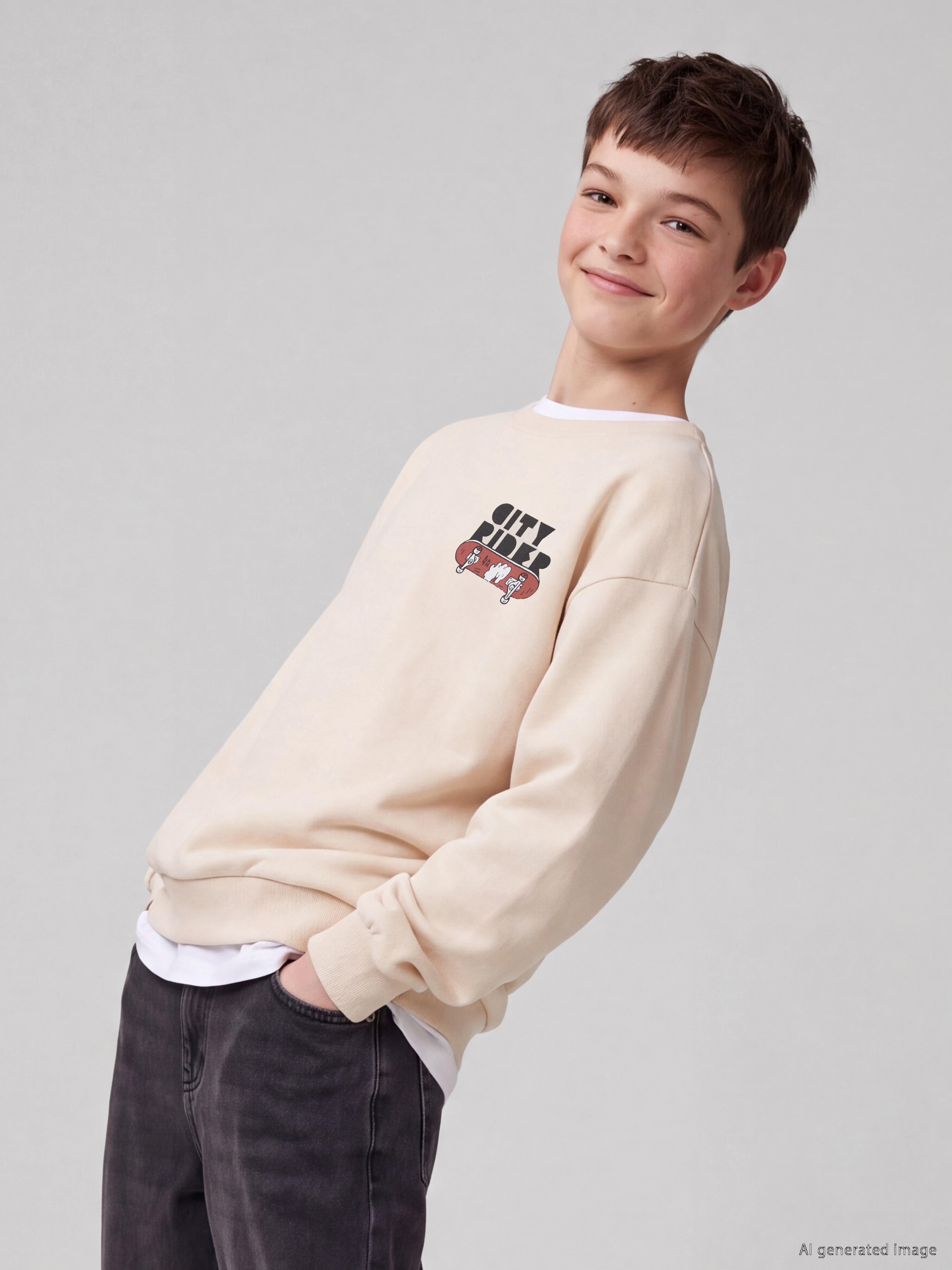Printed Boys' Thick Sweatshirt-3