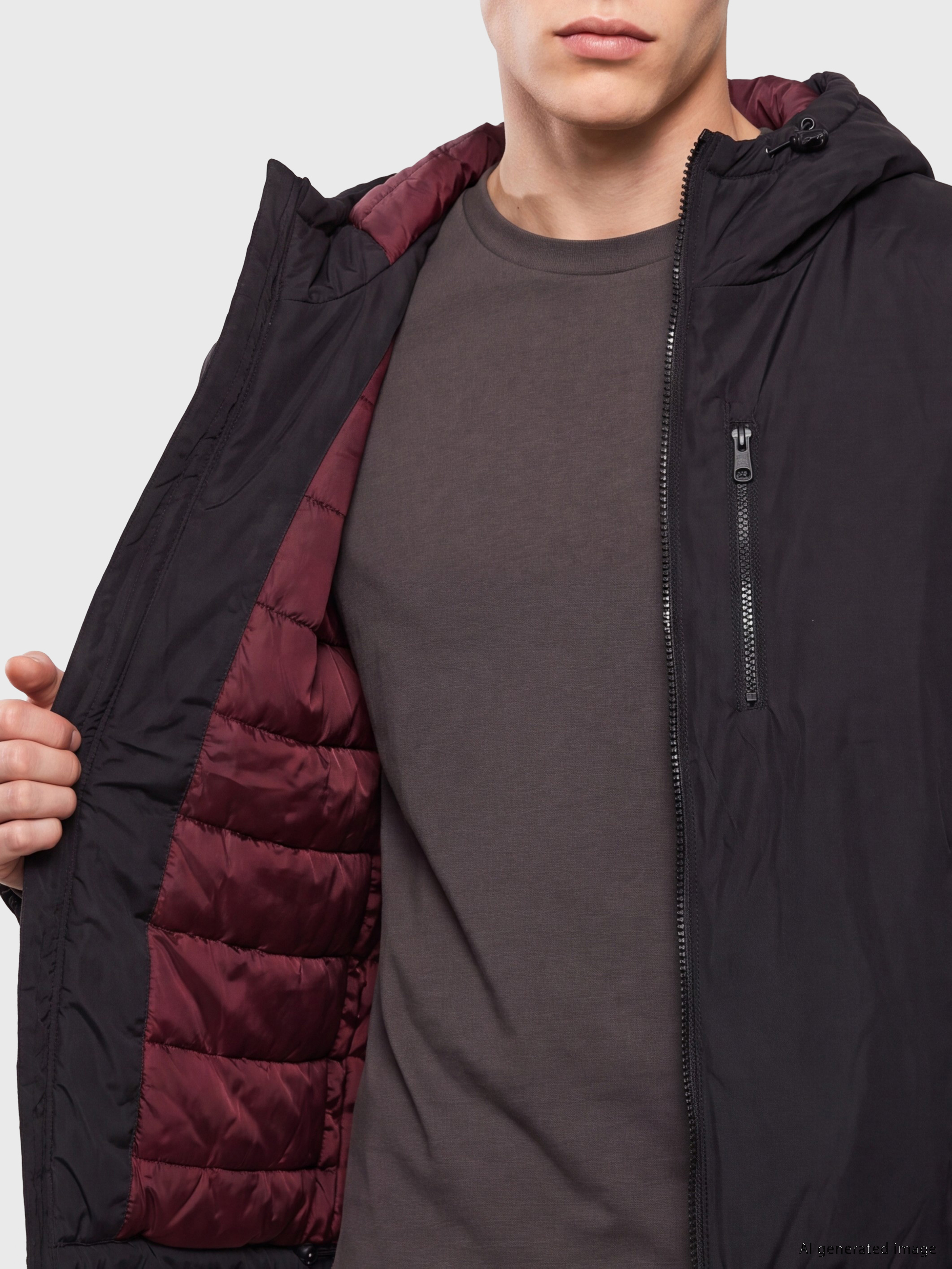 XSIDE Pallto puffer e kthyeshme me kapuç për burra