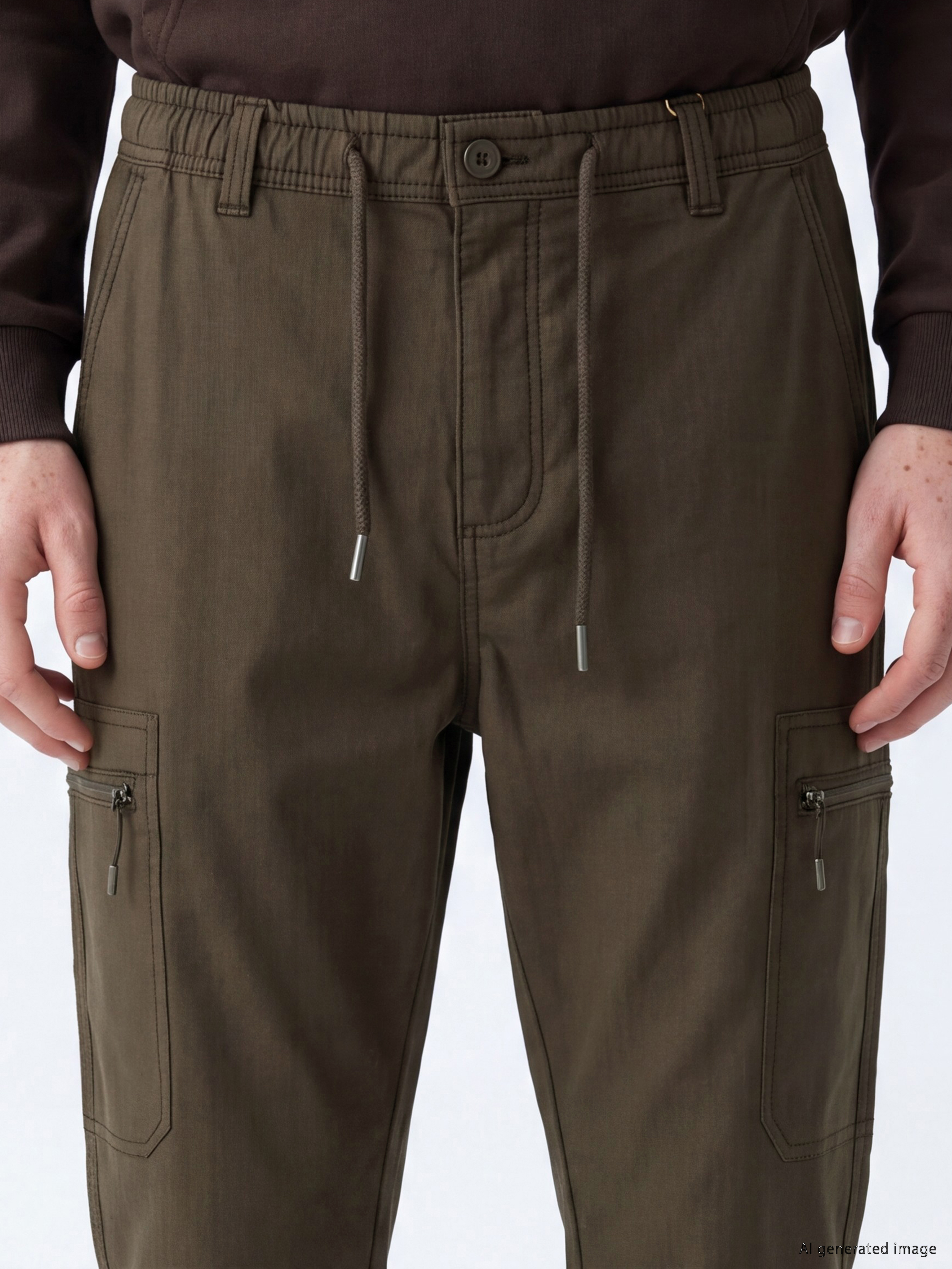 Man Brown Cargo Trousers-2