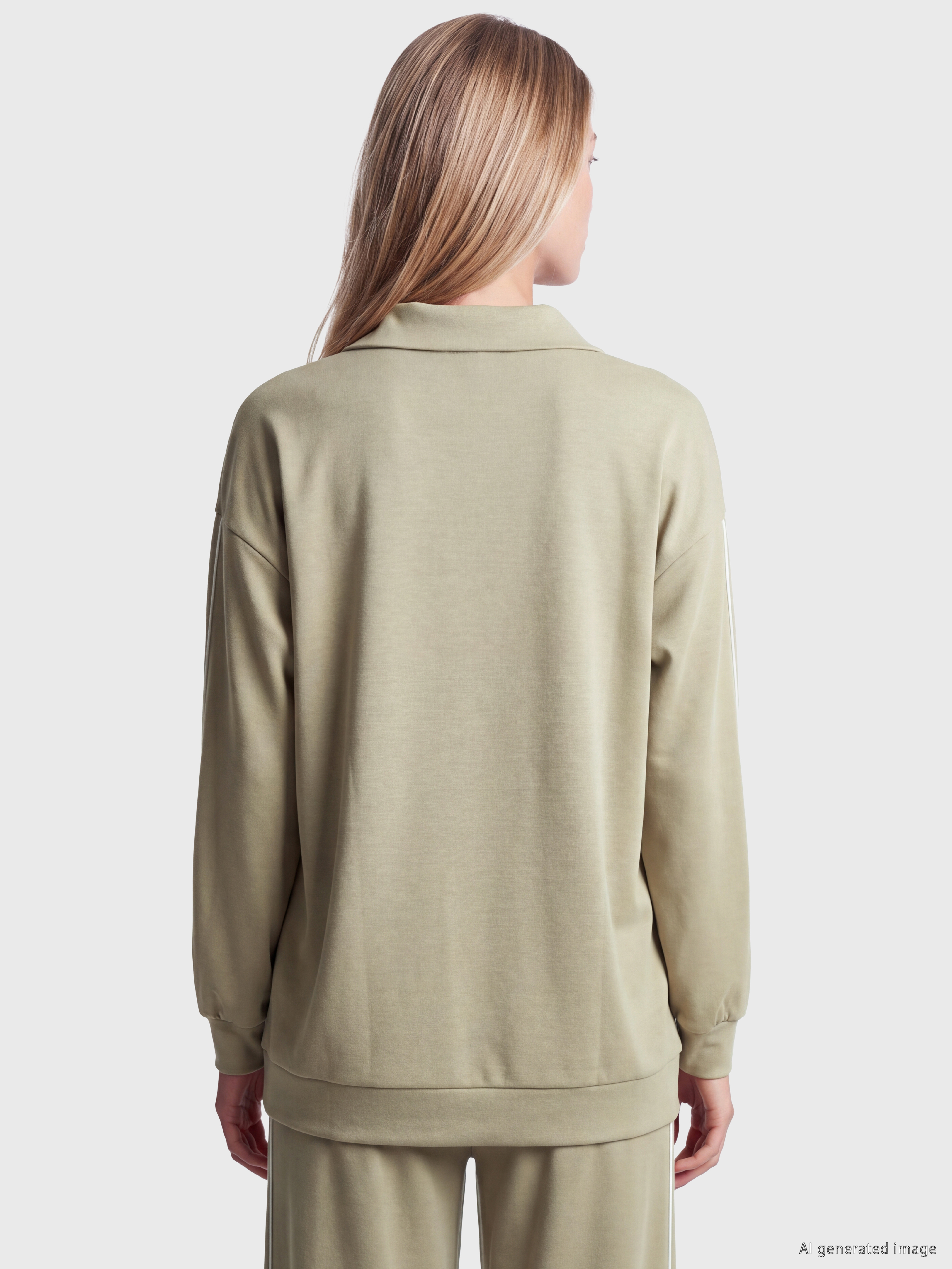 Haki Soft Touch Oversize Kadın Sweatshirt Tunik-4