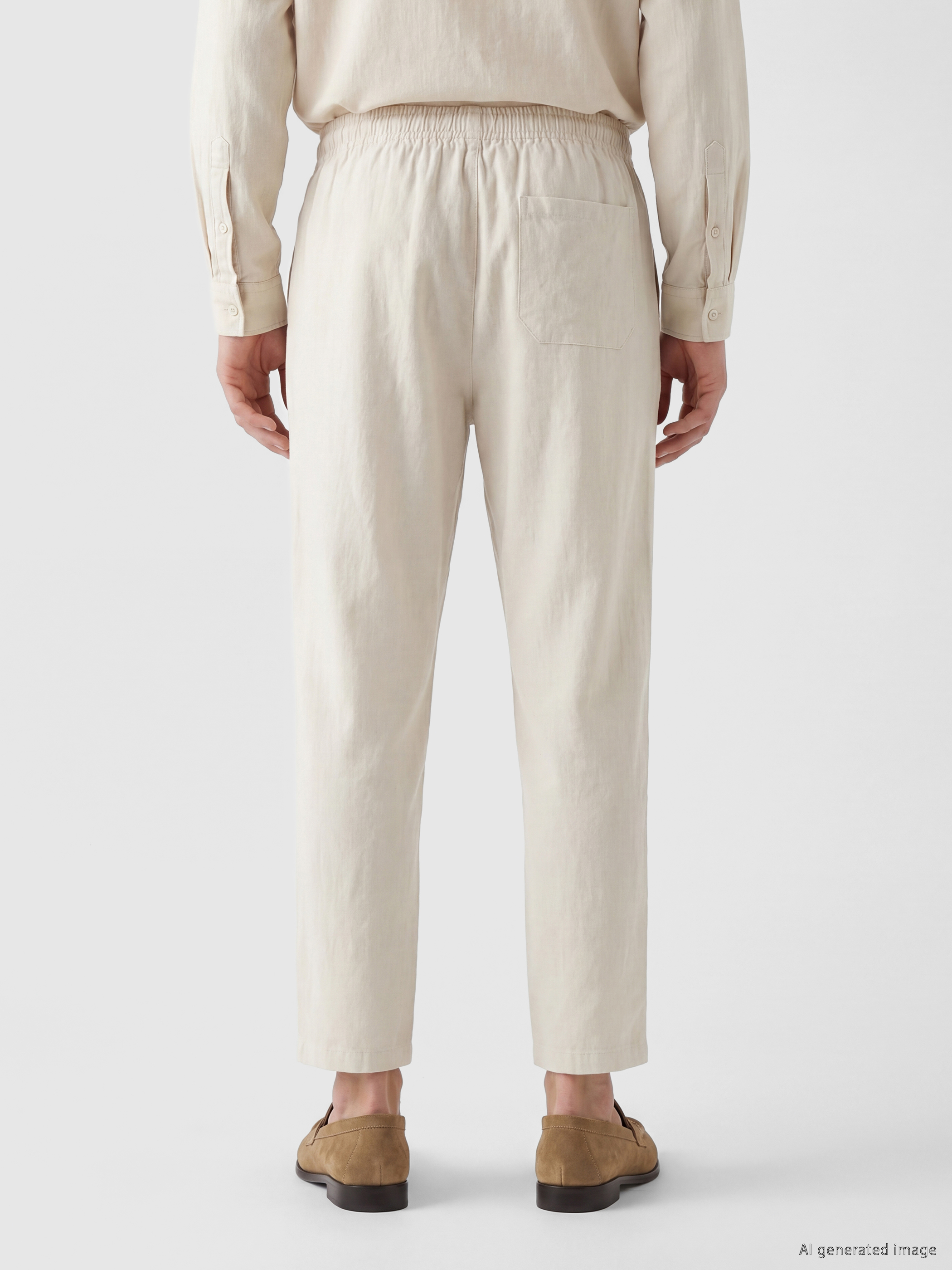 Bej Regular Fit Beli Lastikli Erkek Pantolon-3