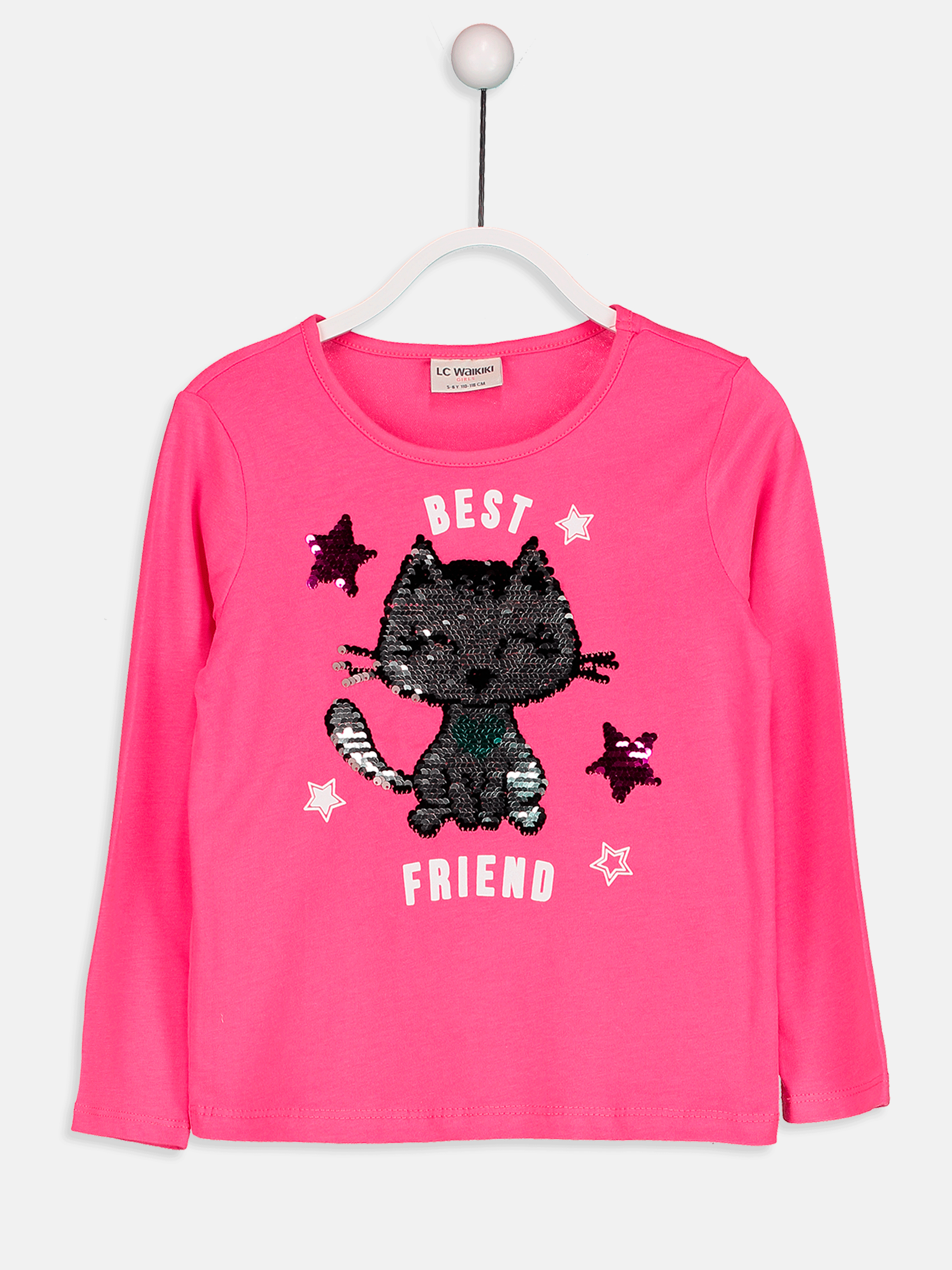 Хлопковая футболка с двусторонними пайетками для девочек