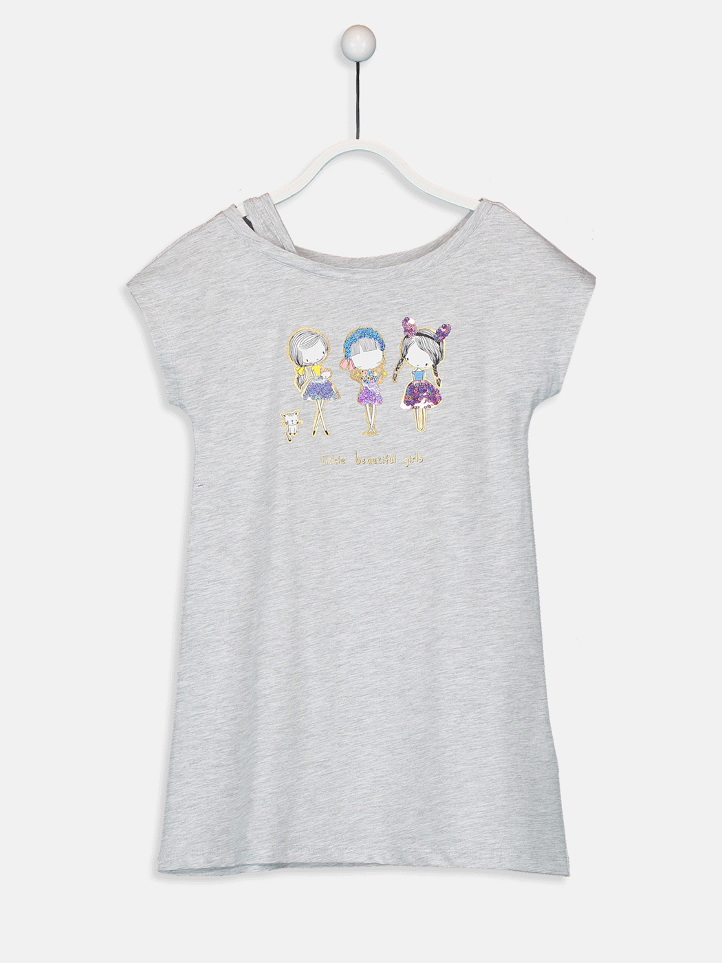 Gri Kız Çocuk Çift Yönlü Payetli Elbise