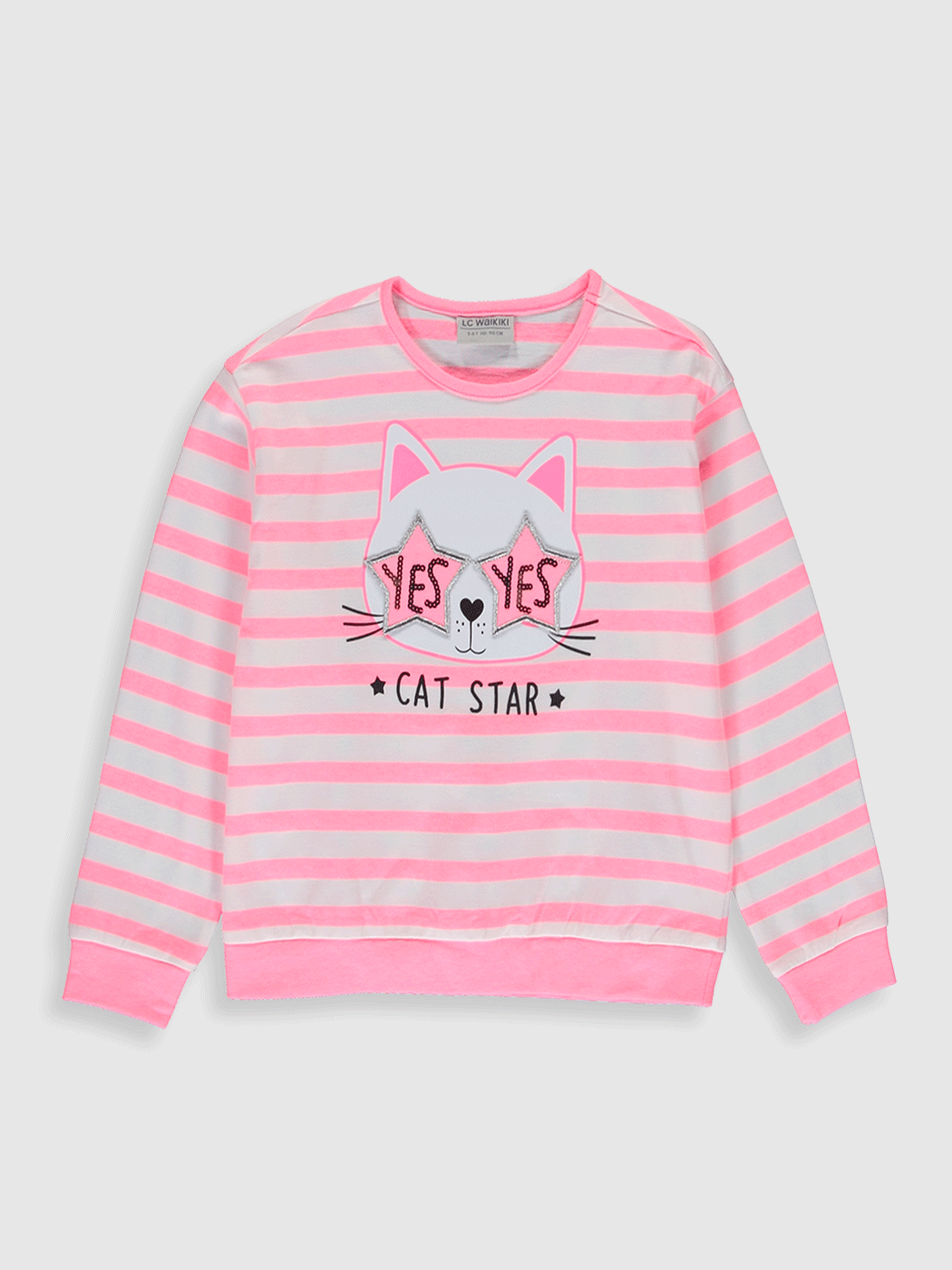 Pembe Kız Çocuk Çizgili Tişört