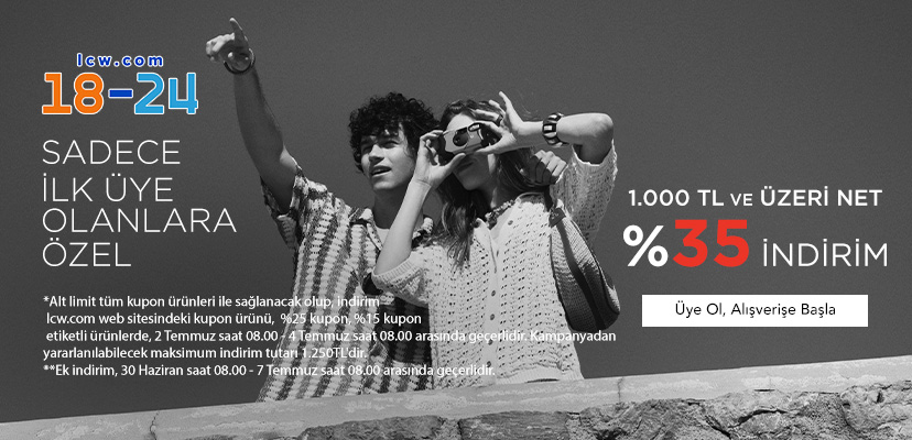 "LCW.COM 18-24  Sadece İlk Üye Olanlara Özel  1.000 TL VE ÜZERİ NET %35 İNDİRİM  Üye ol, alışverişe başla >>  *İndirim, kupon ürünü etiketli LC Waikiki markalı ürünlerinde geçerlidir."