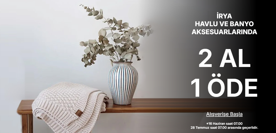 İrya Home Havlu ve Banyo Aksesuarlarında 2. ürün 1 tl