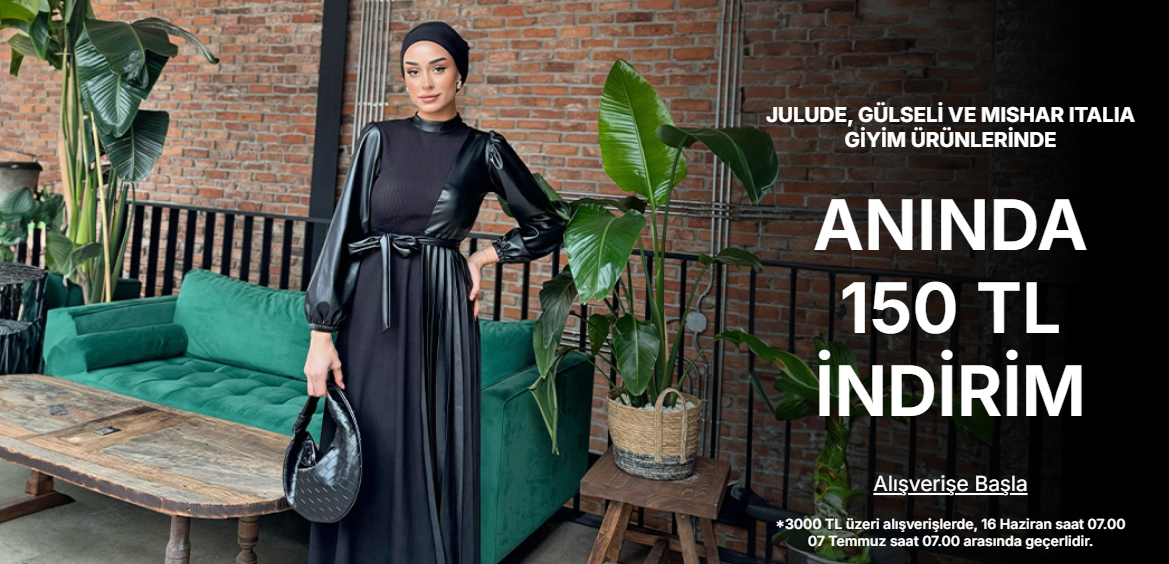 JULUDE, GÜLSELİ VE MISHAR ITALIA GİYİM ÜRÜNLERİNDE 2500 TL ÜZERİ 100 TL İNDİRİM